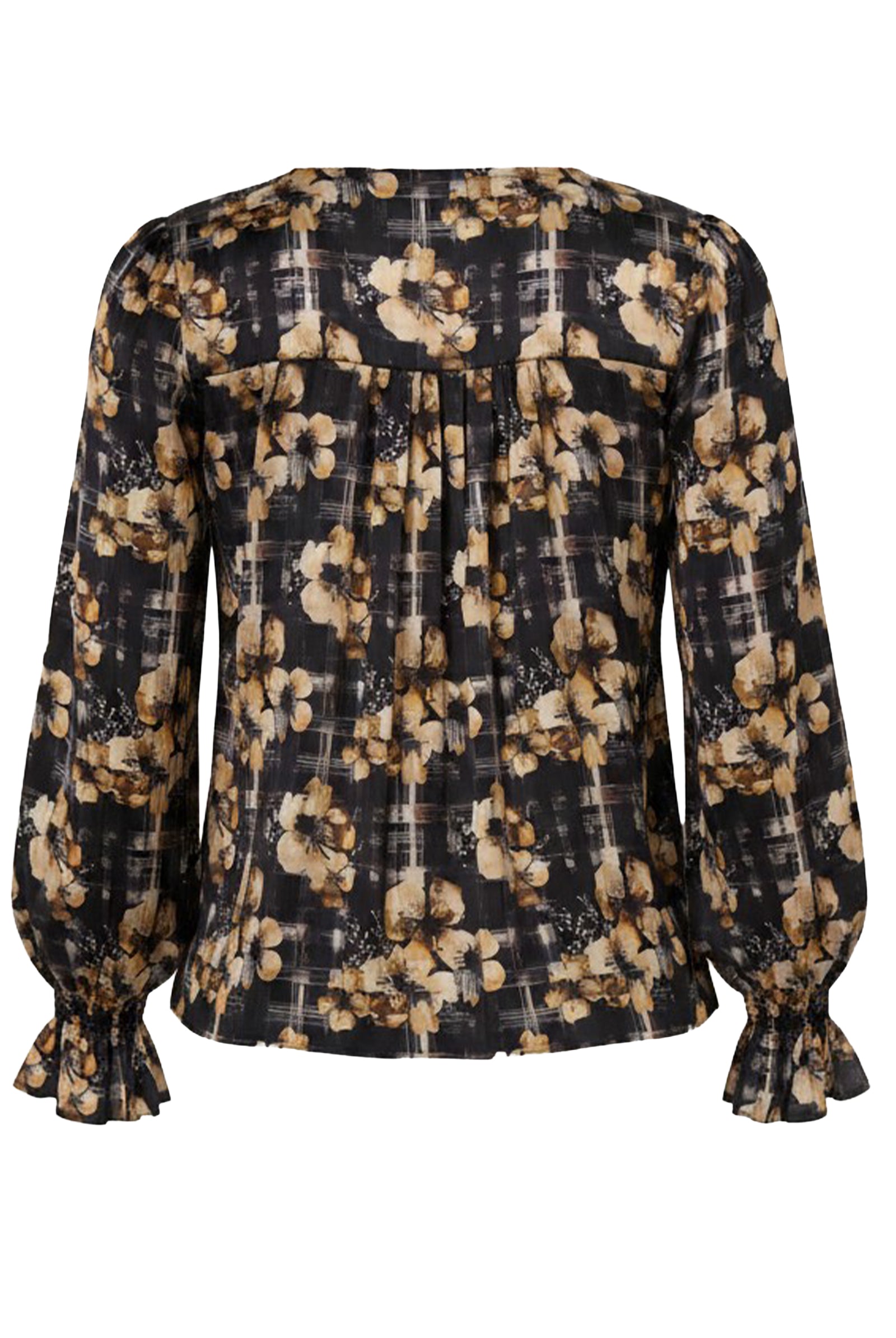 Liverpool V Neck Button Front Floral Long Sleeve Blouse