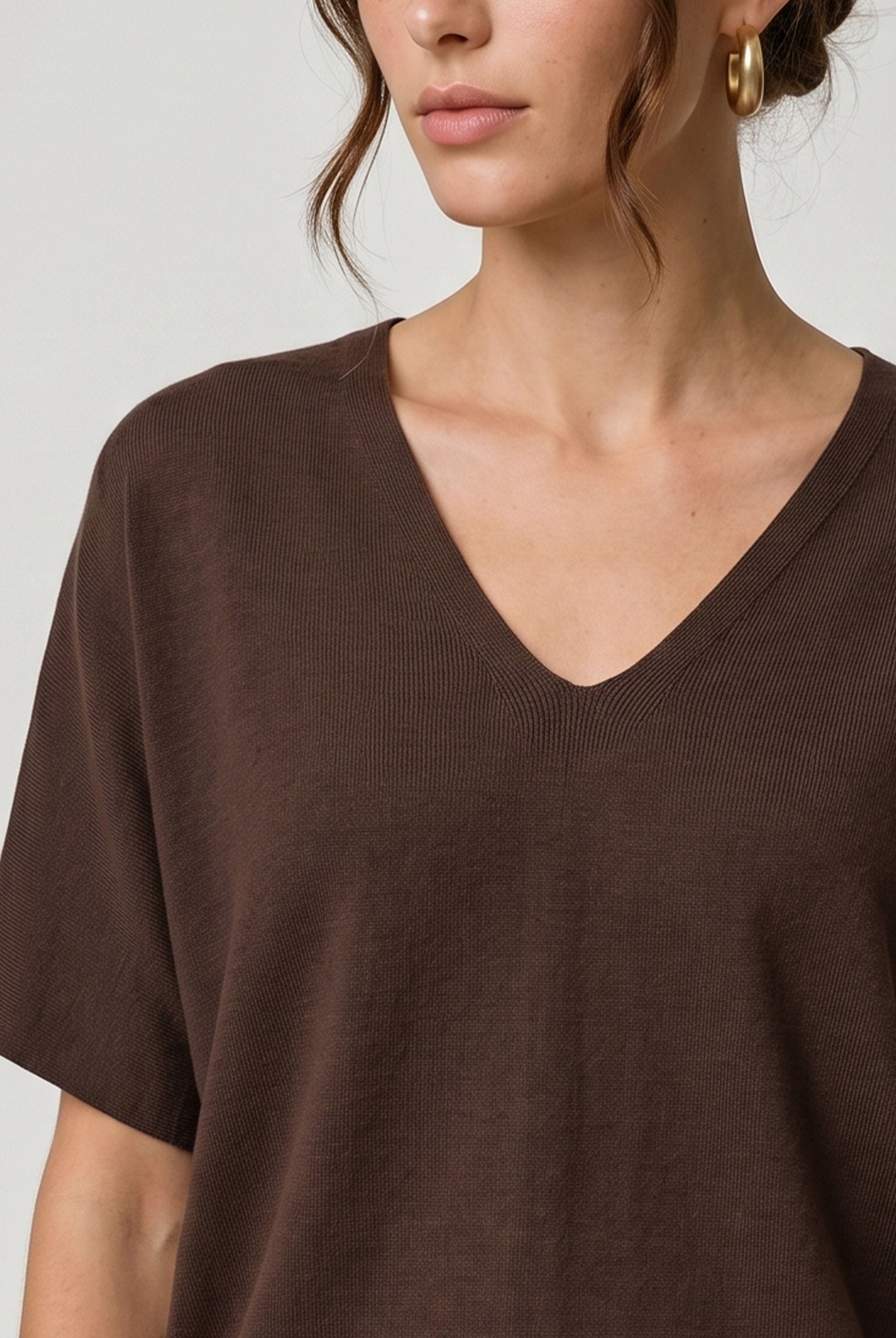 Liverpool Dolman Short Sleeve Sweater with Step Hem