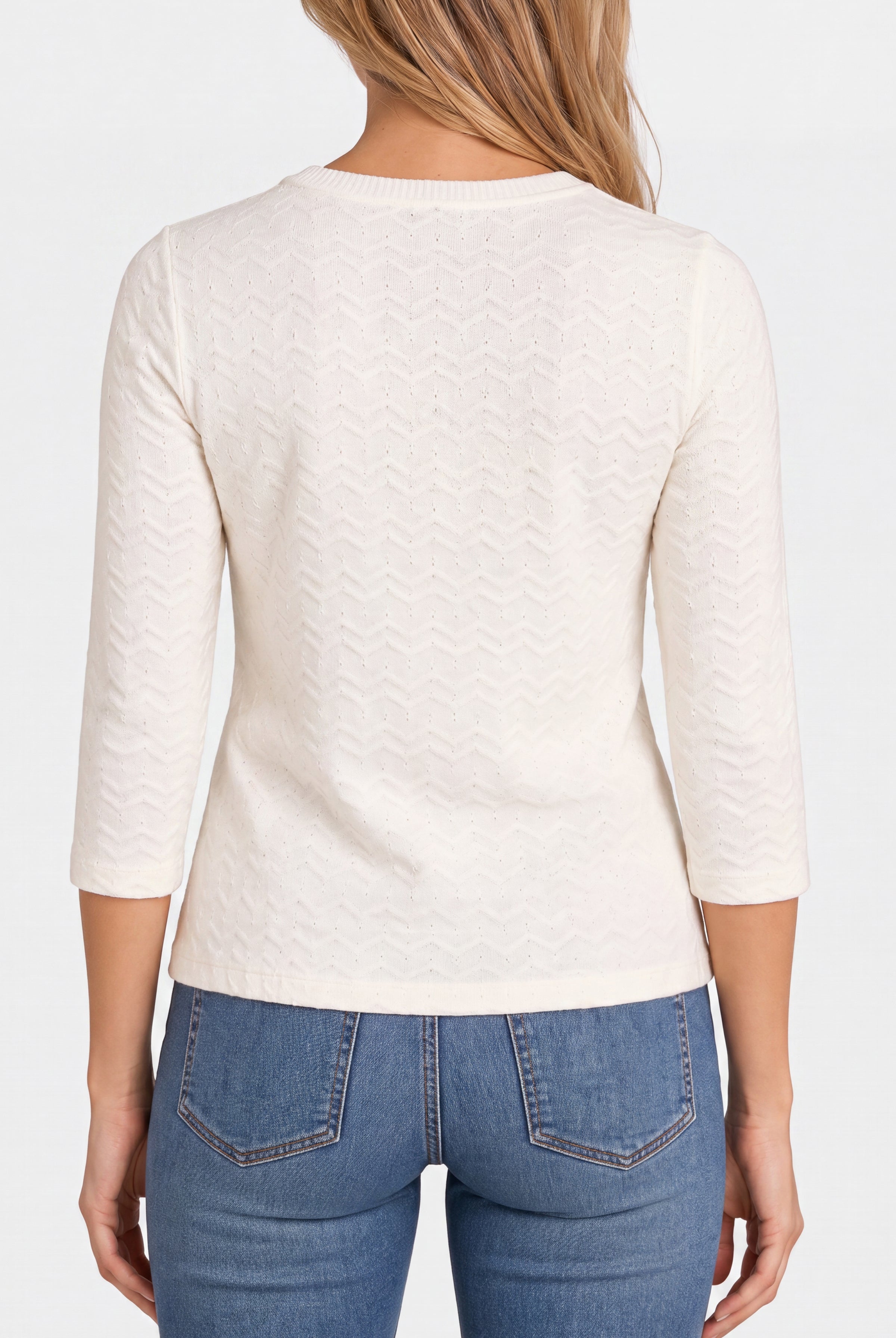 Liverpool 3/4 Sleeve Textured Knit Top with Ribbing