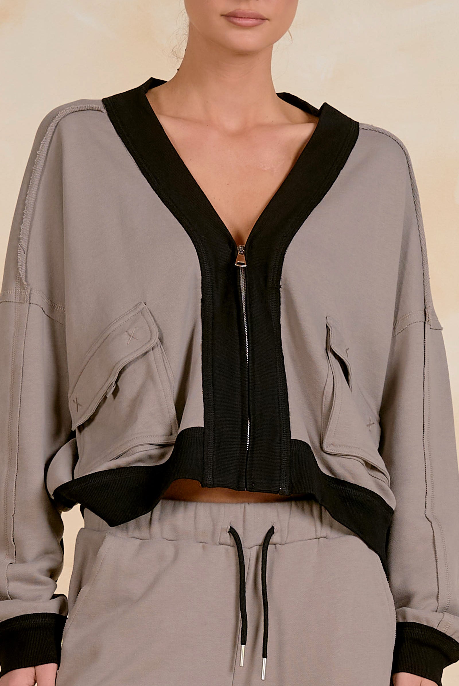 Zip Front Double Pocket Jacket