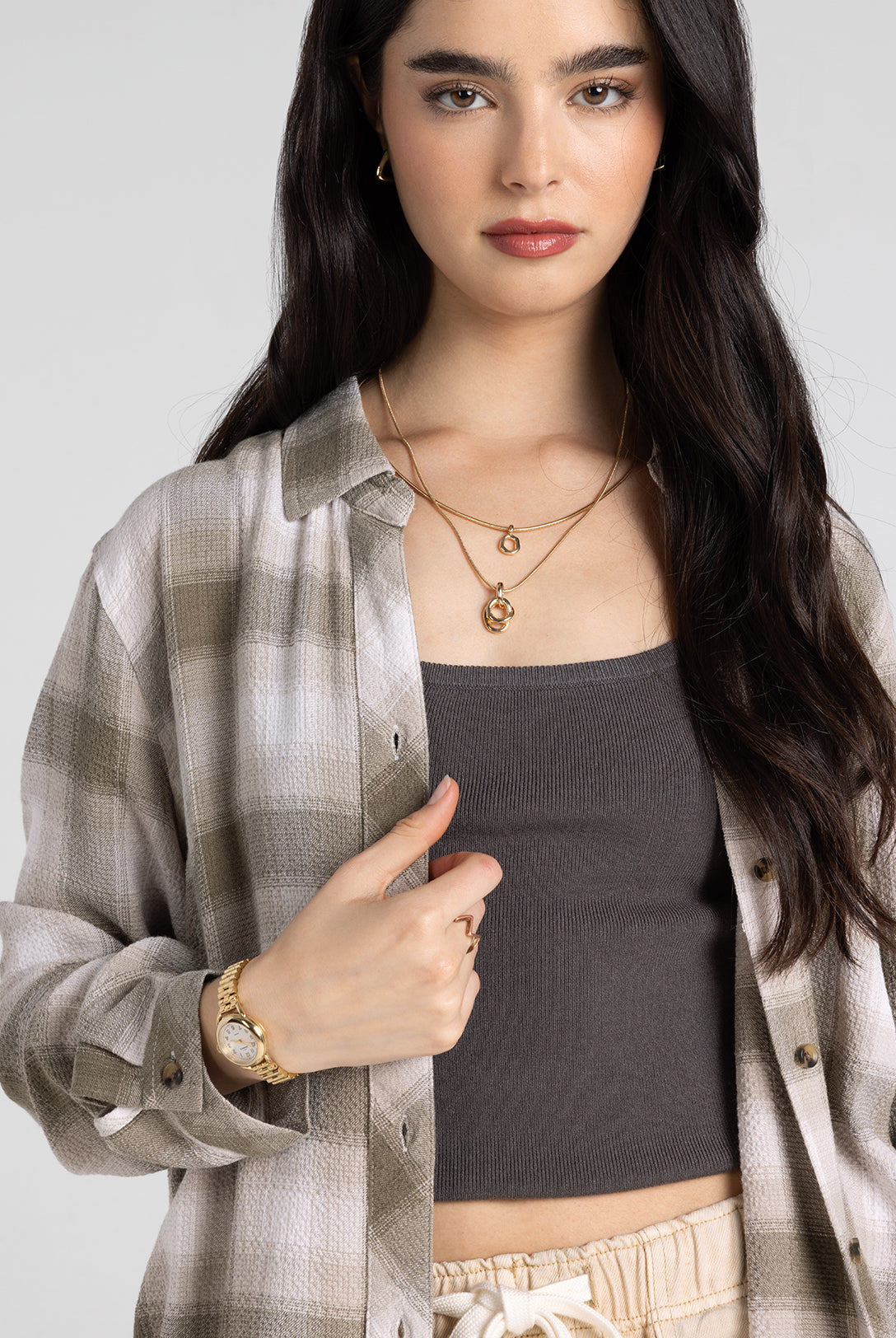 Plaid Button Down Relaxed Top