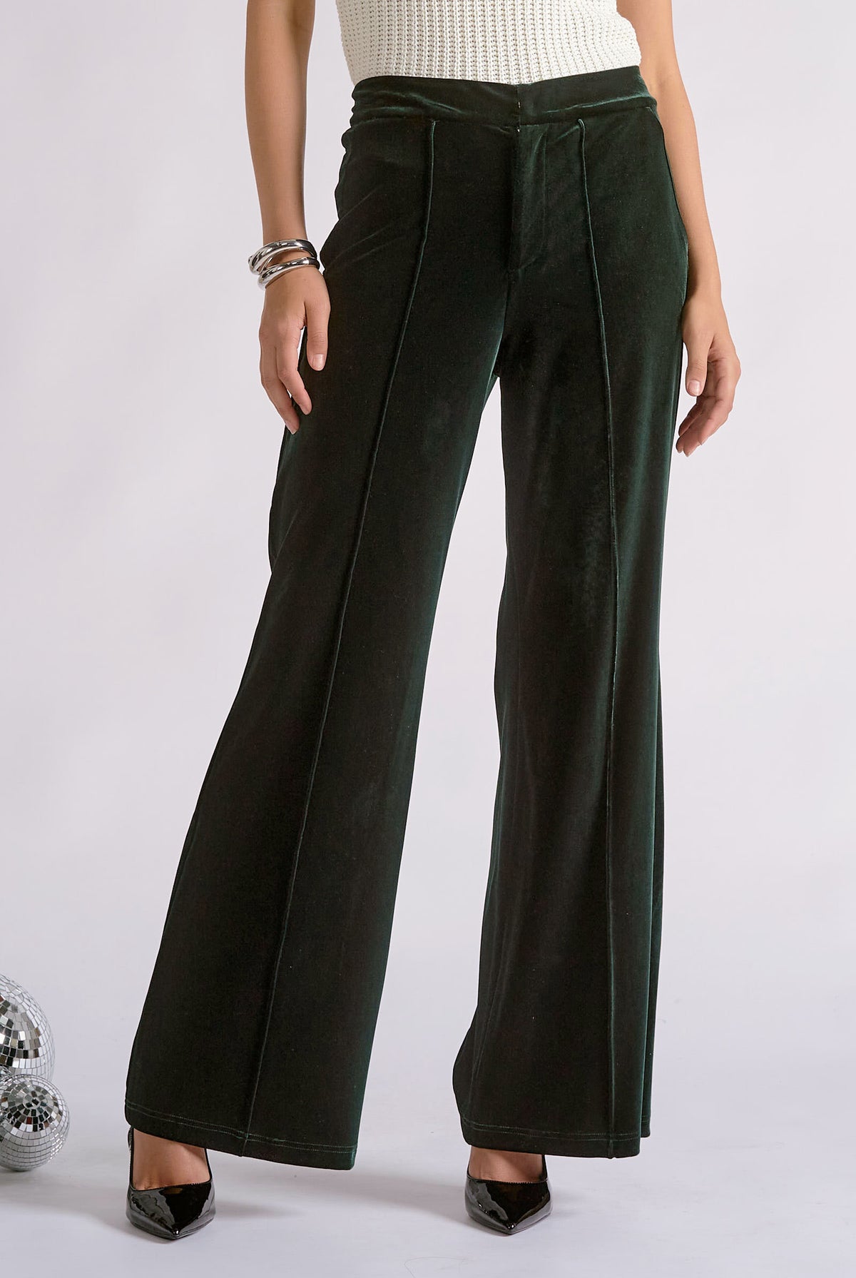 High-Waisted Flare Pants with Front Seam