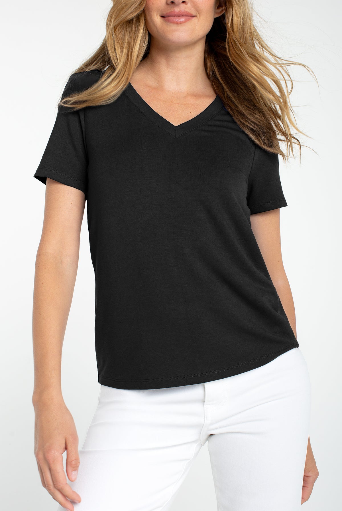 Liverpool Short Sleeve V-Neck Knit Tee