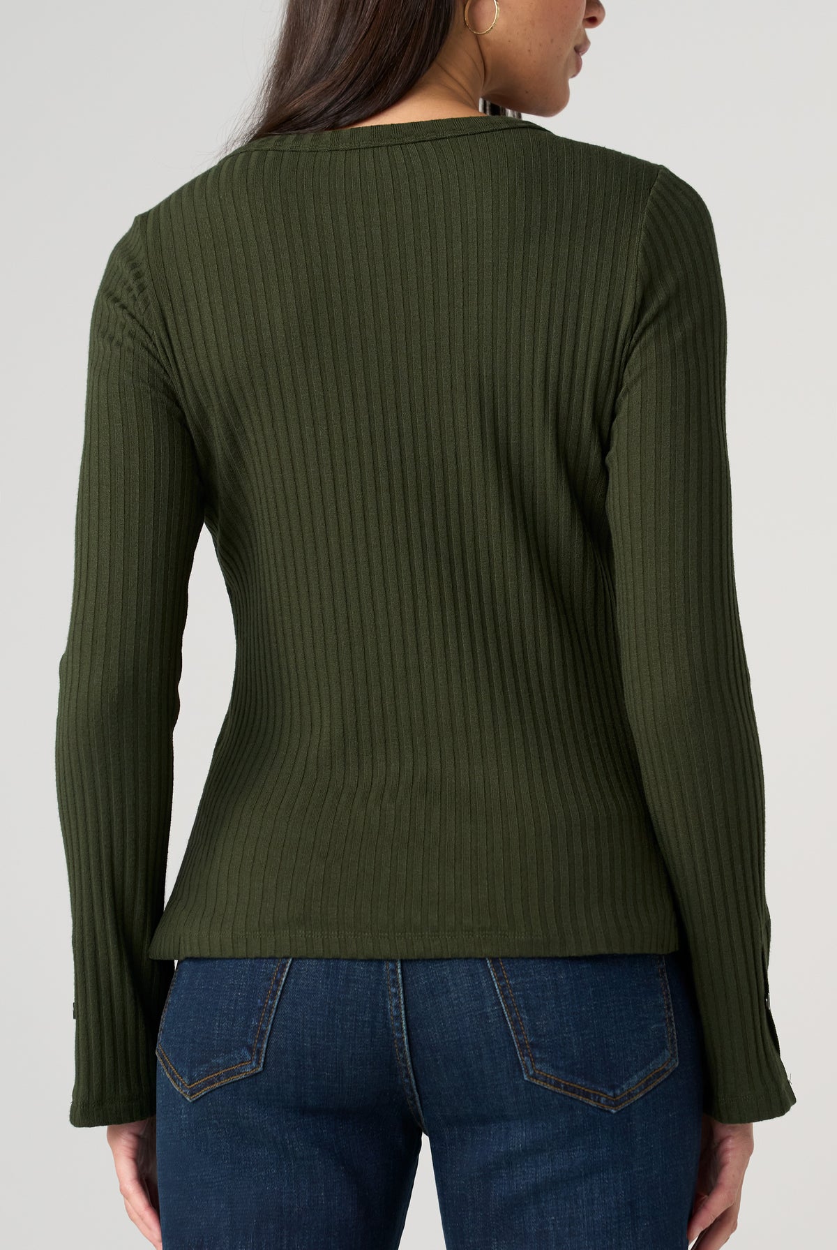Liverpool Scoop Neck Ribbed Fitted Long Sleeve