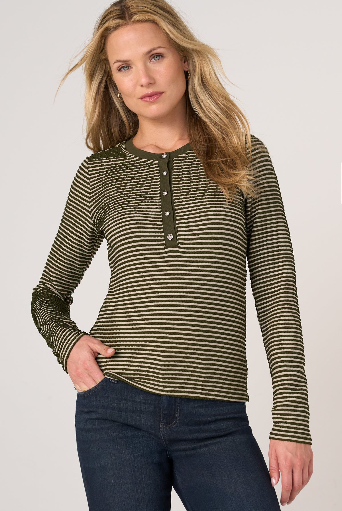 Liverpool Striped Henley Long Sleeve