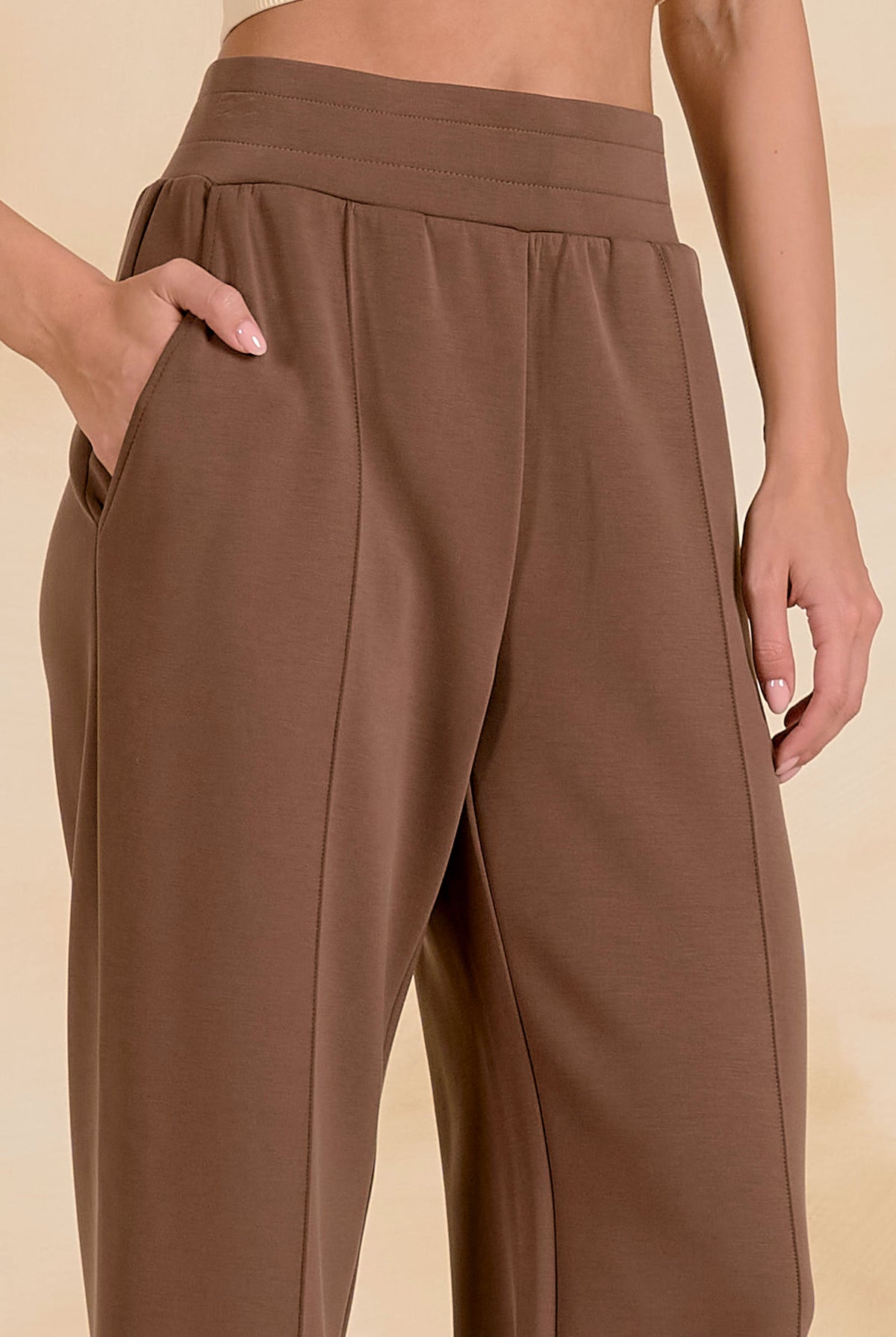 Relaxed Fit Scuba Sweatpant with Center Seams and Pockets