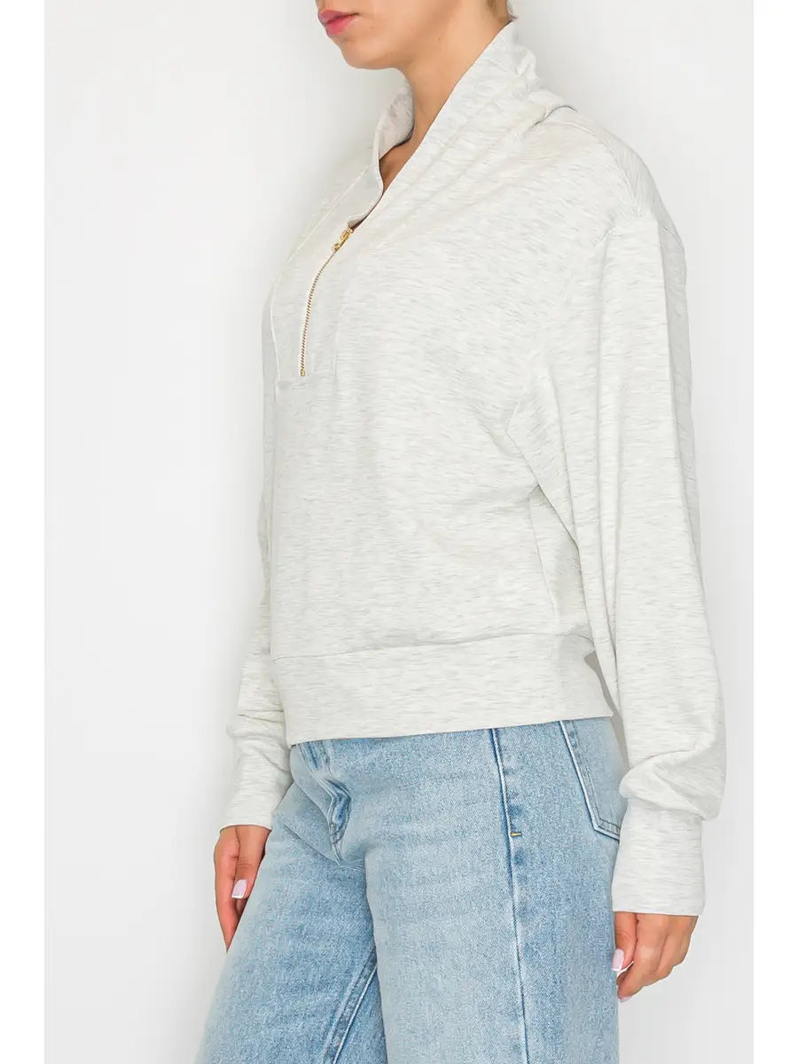 Half Zip Funnel Neck Top
