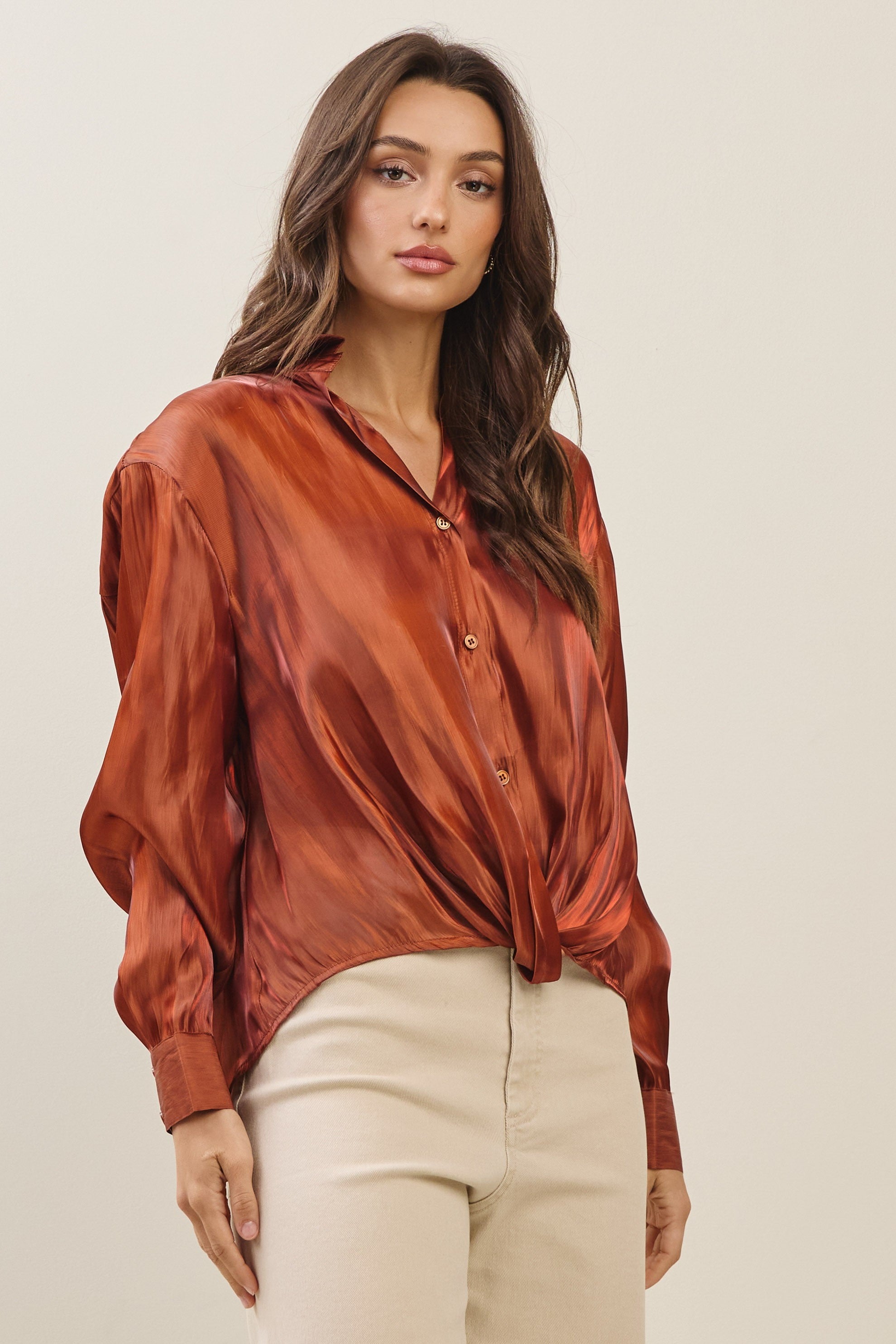 Sheer Twist Front Blouse