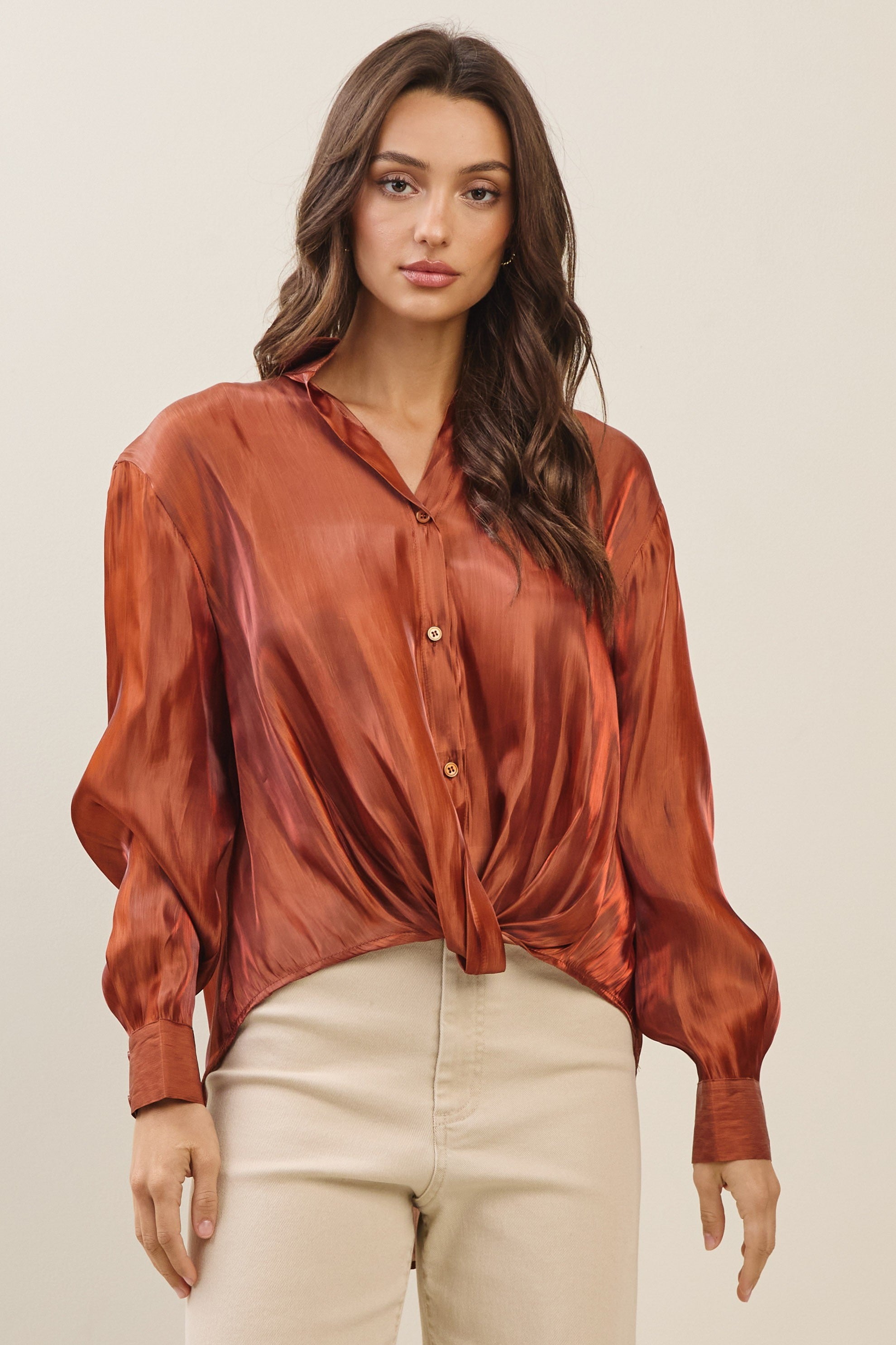 Sheer Twist Front Blouse