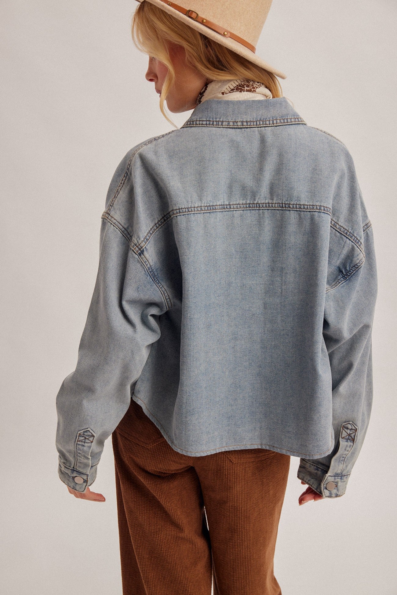 Denim Crop Oversized Shacket