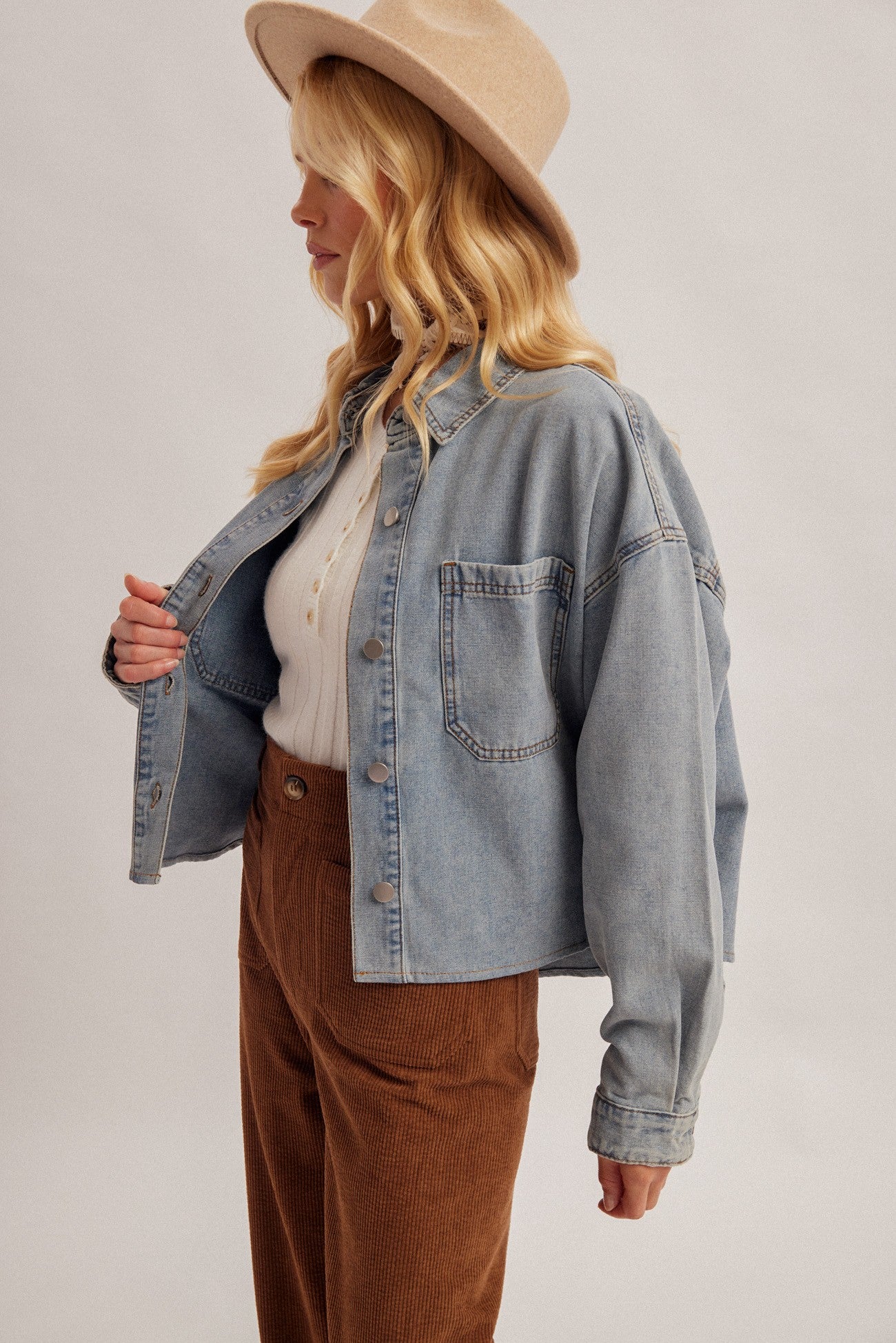 Denim Crop Oversized Shacket