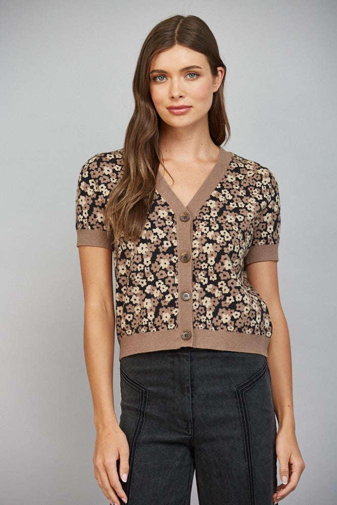Short Sleeve Floral Cardigan