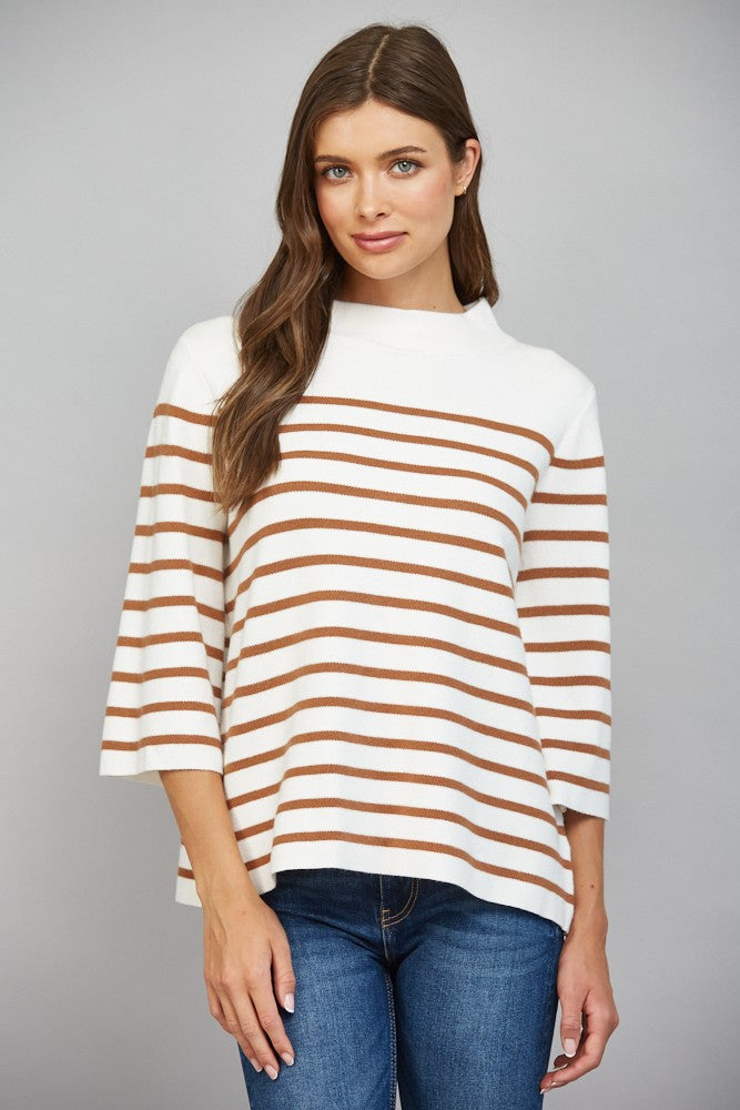 Drapey Striped 3/4 Sleeve Sweater