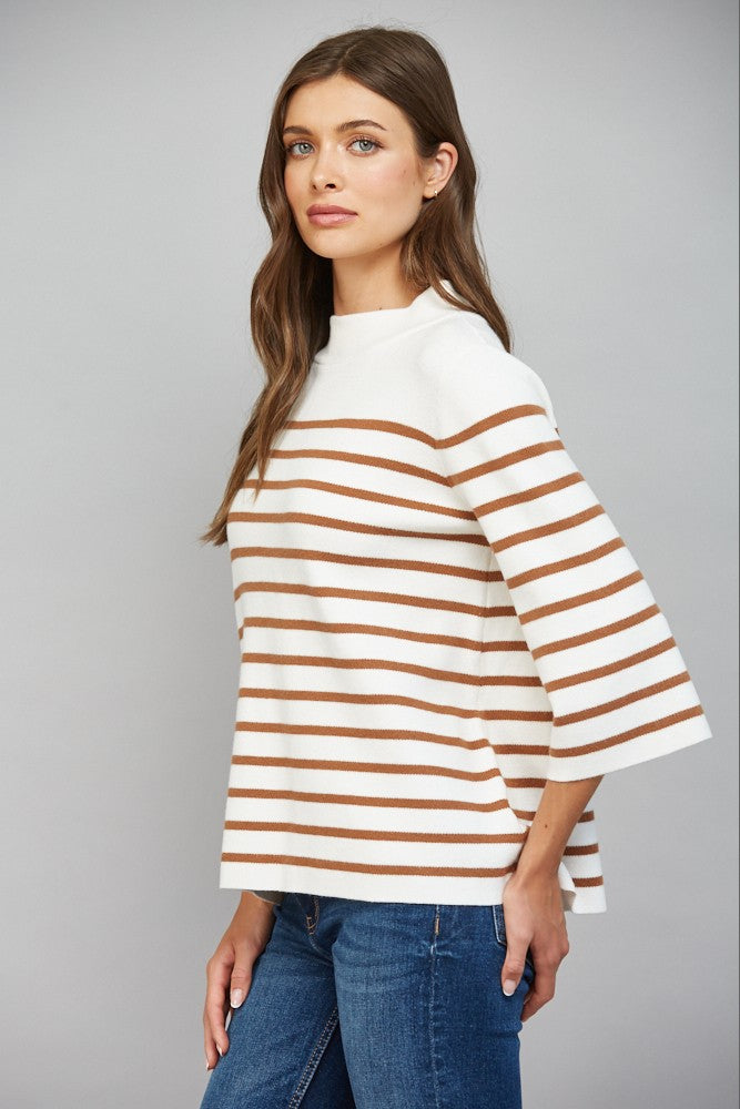 Drapey Striped 3/4 Sleeve Sweater