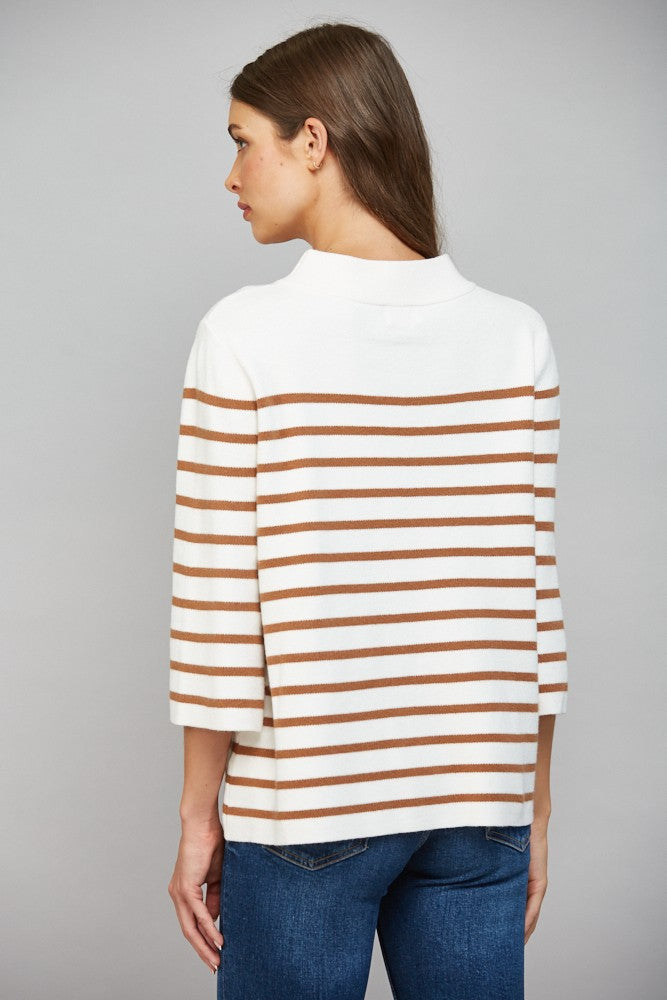 Drapey Striped 3/4 Sleeve Sweater