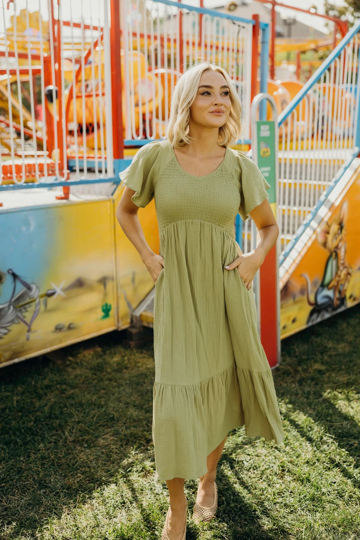 cotton flutter sleeve dress In Loom Paloma Flutter Sleeve Dress