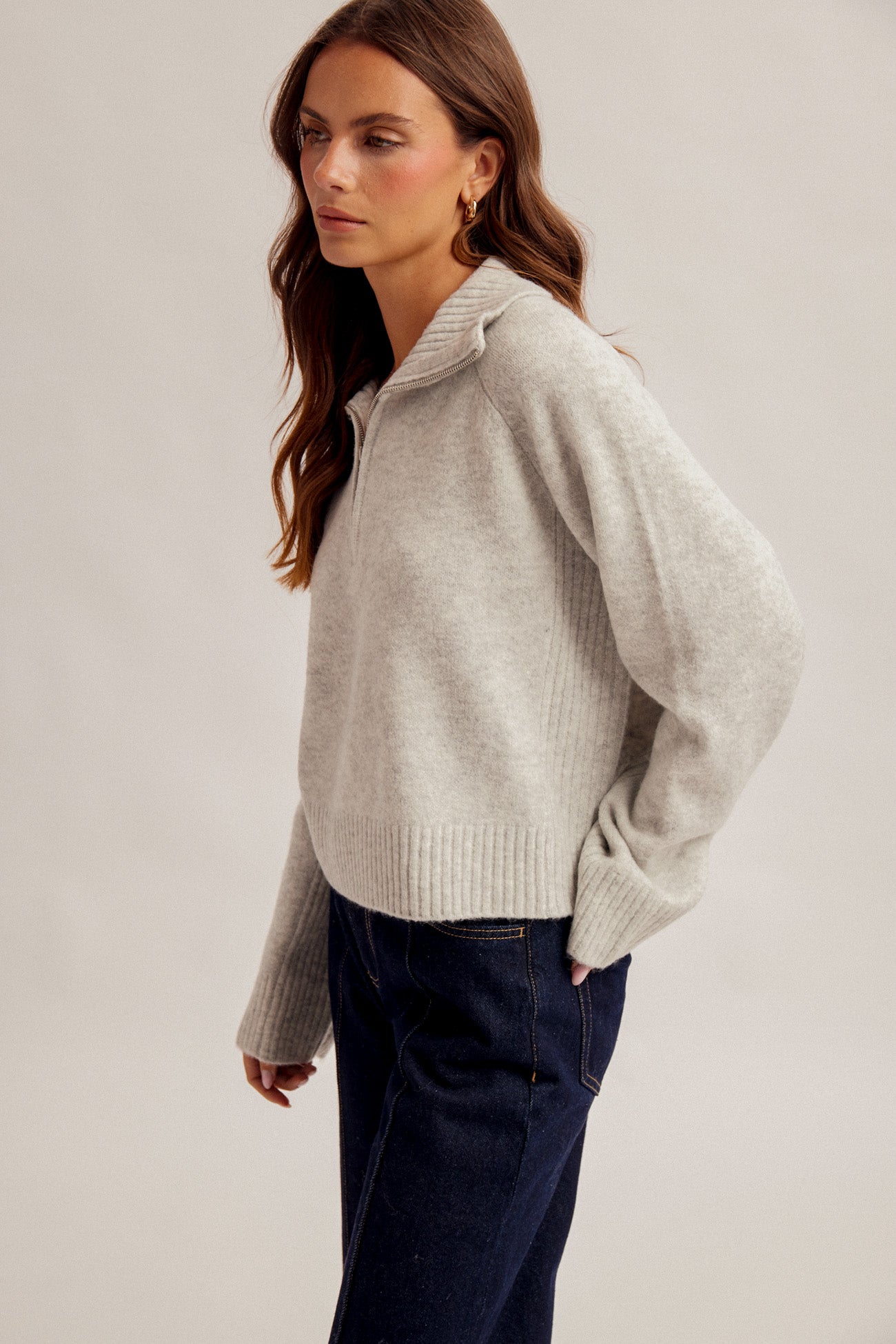 Half Zip High Neck Sweater
