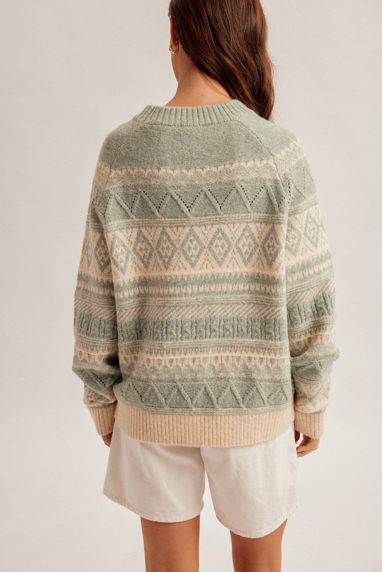 Relaxed Fair Isle Crewneck Sweater