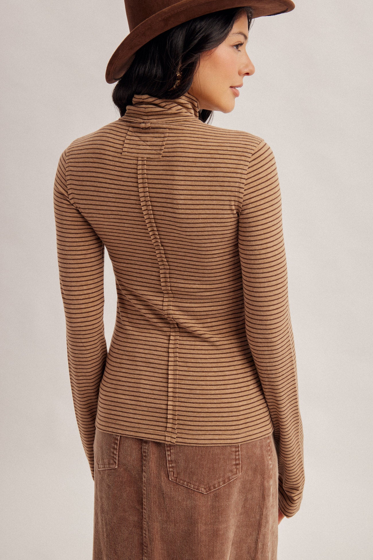 Striped Turtleneck Long Sleeve Top