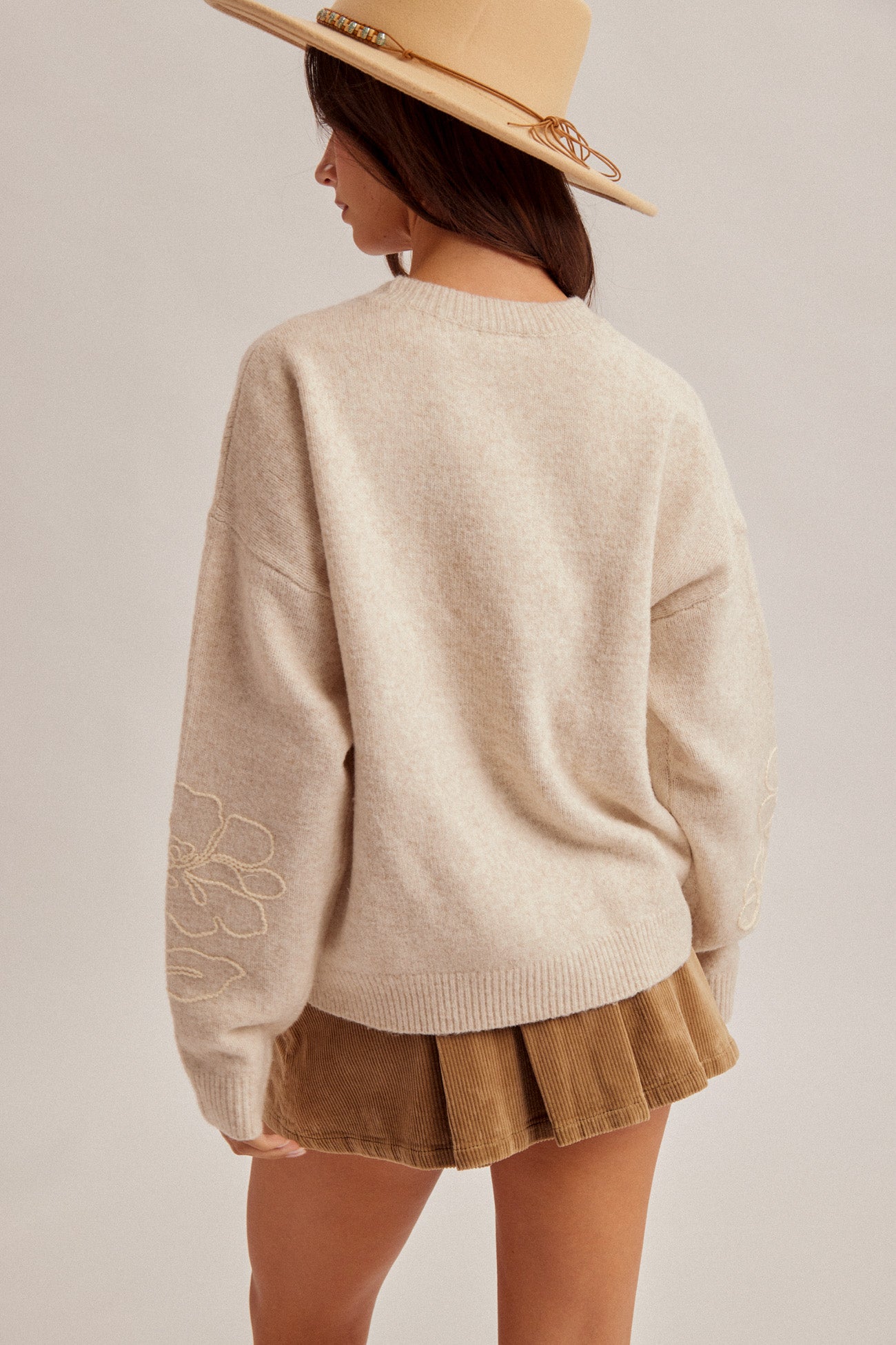 Floral Embroidered Cozy Knit Sweater