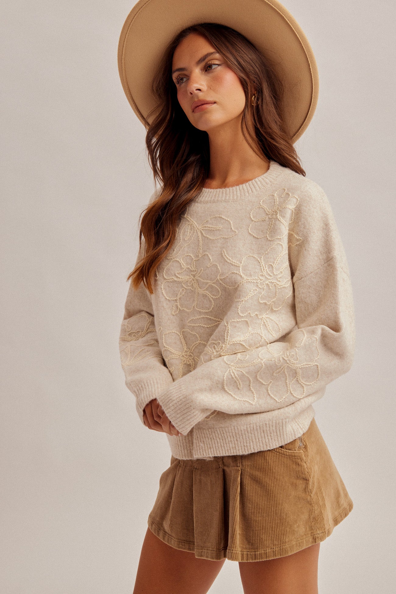 Floral Embroidered Cozy Knit Sweater
