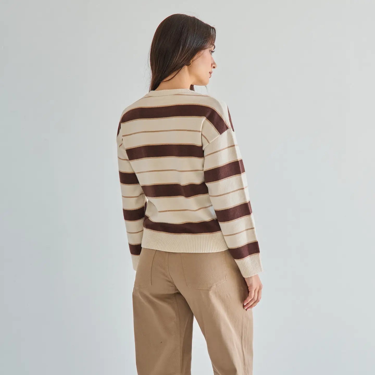 Striped Relaxed Crew Neck Sweater
