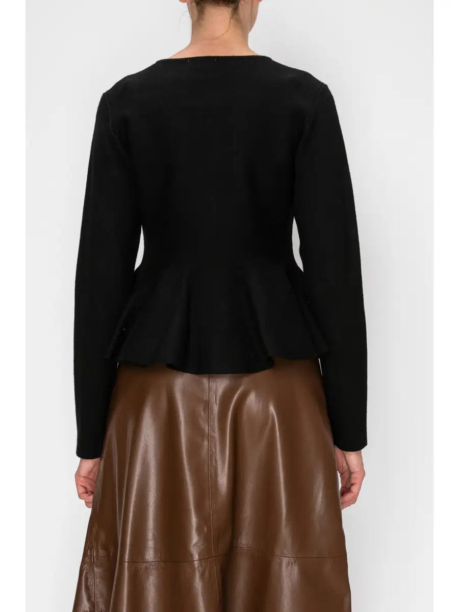 Button Front Flared Bottom Knit Cardigan