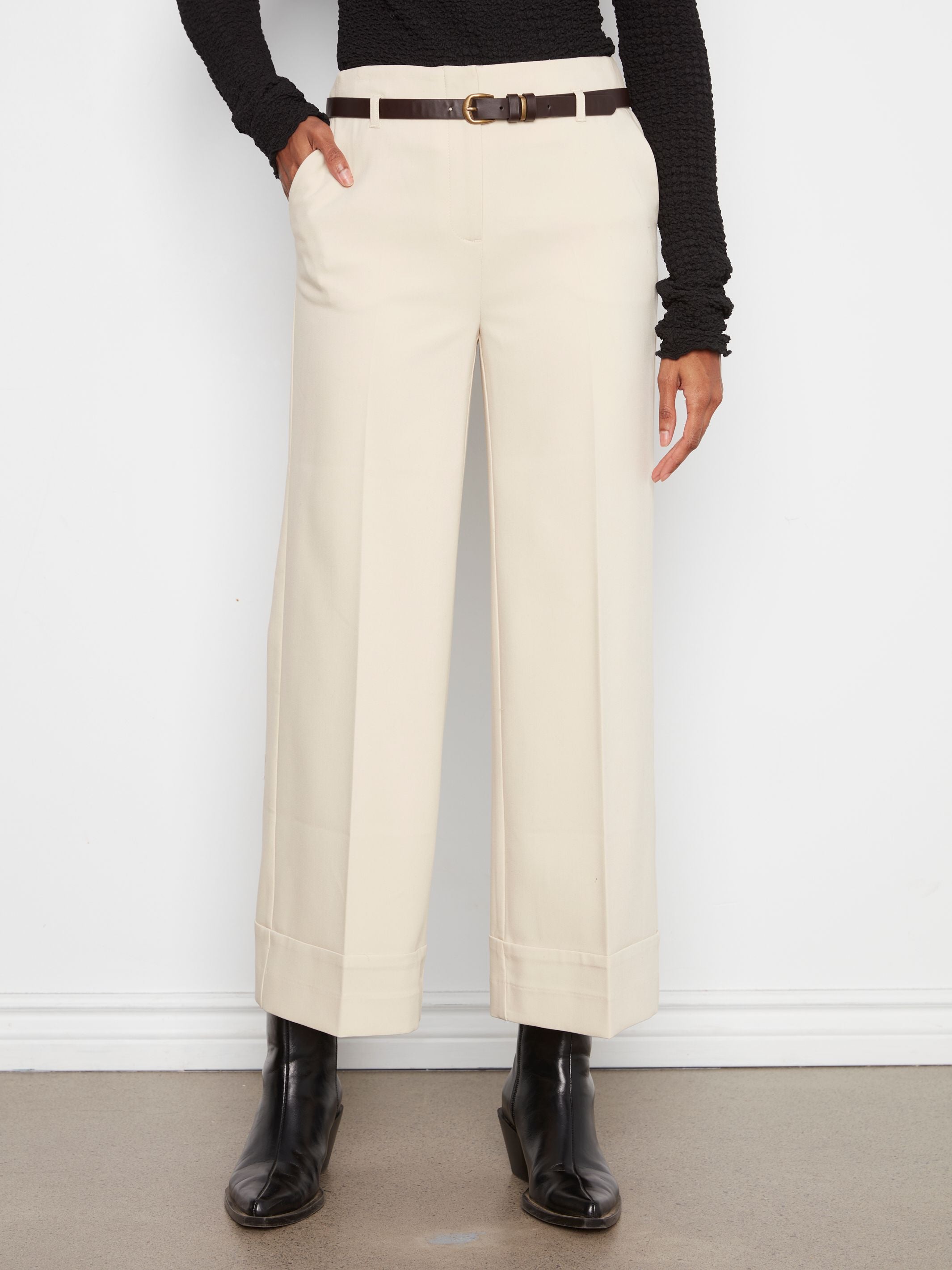 Belted Wide Leg Trouser Pant