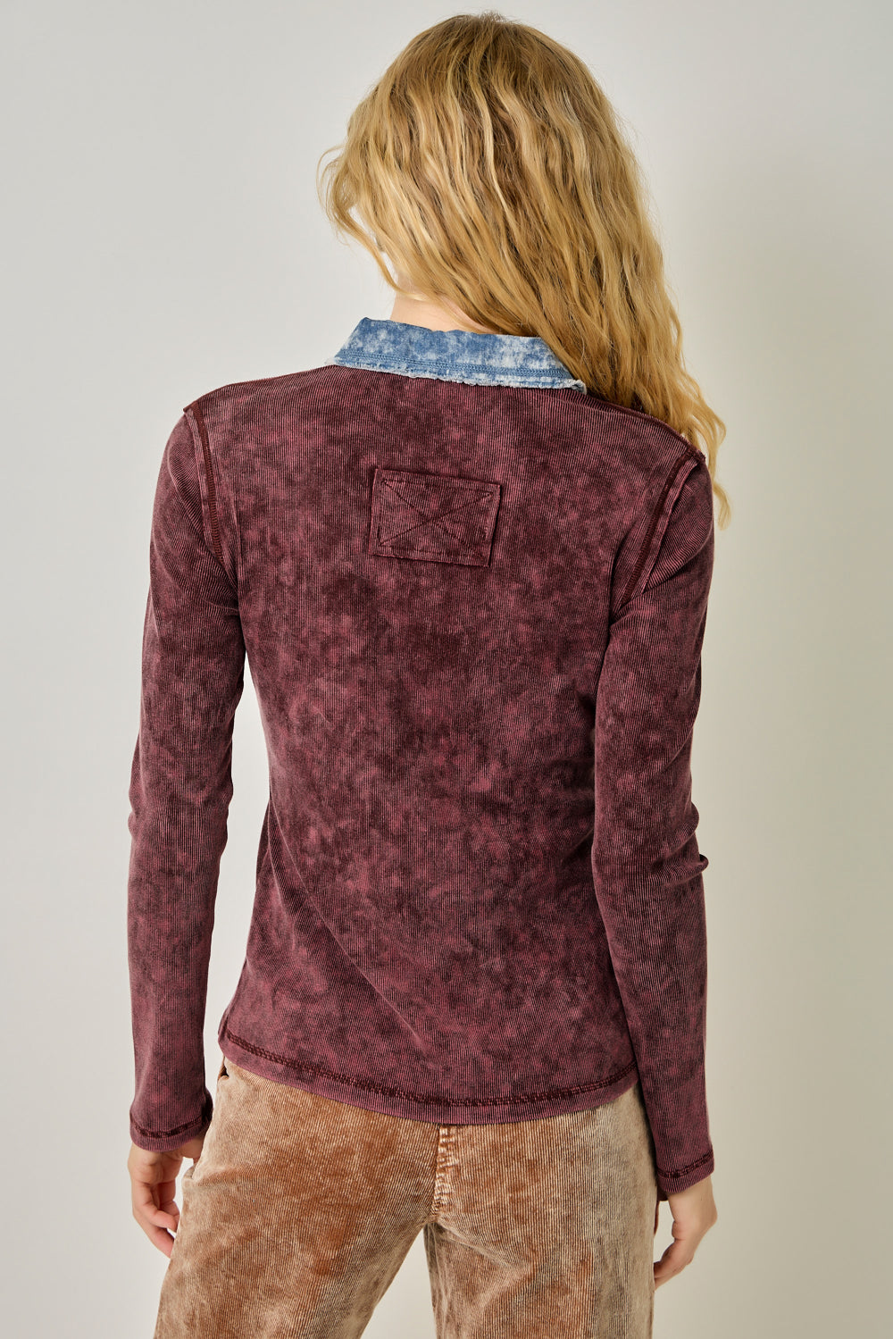 Washed Ribbed Thermal Button Down Top