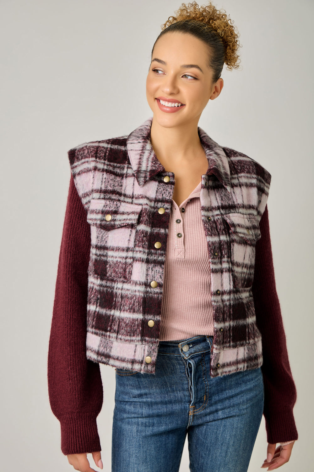 Mixed Media Sweater Jacket