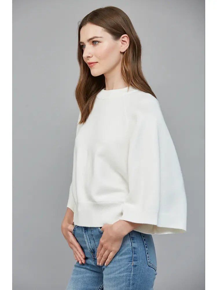 Wide Half Sleeve Sweater Top
