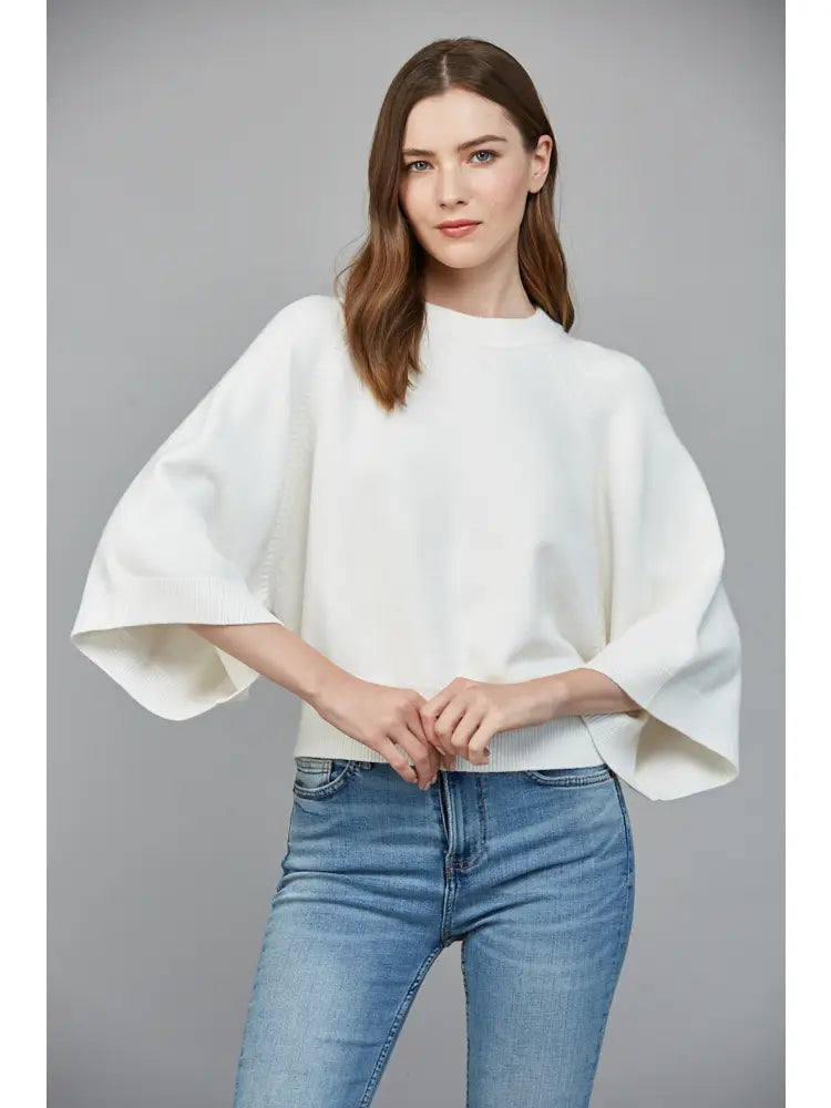 Wide Half Sleeve Sweater Top