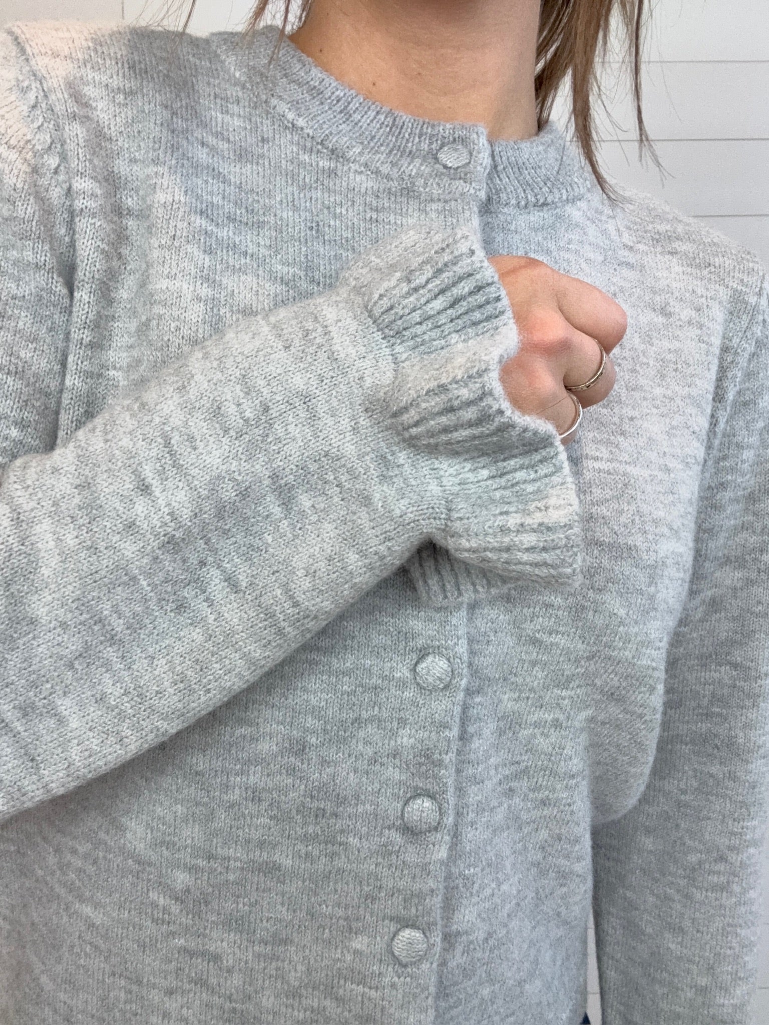 Mac and Me Button Front Knit Cardigan with Ruffle Cuff