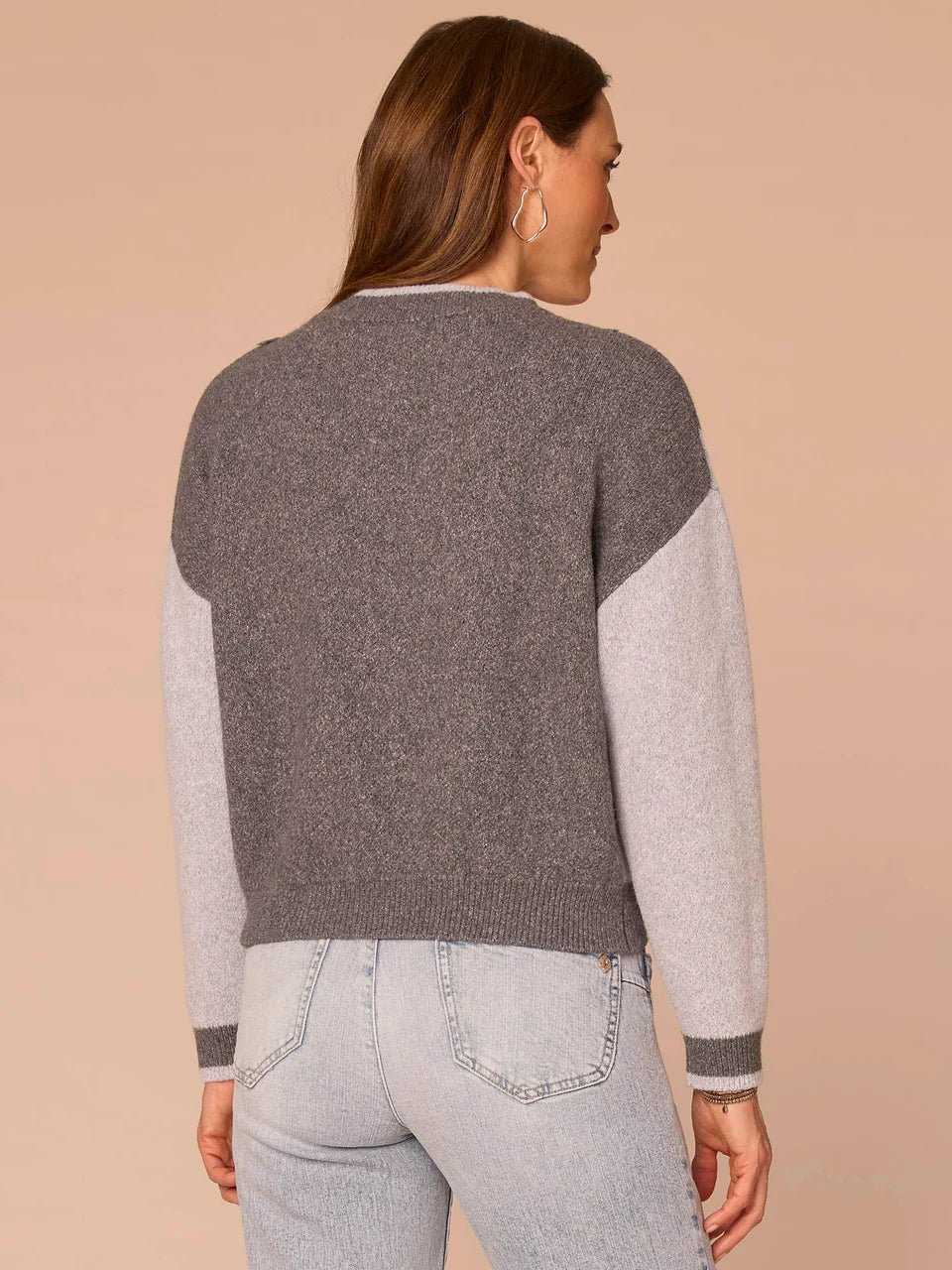 Drop Shoulder Mock Neck Banded Hem Argyle Sweater