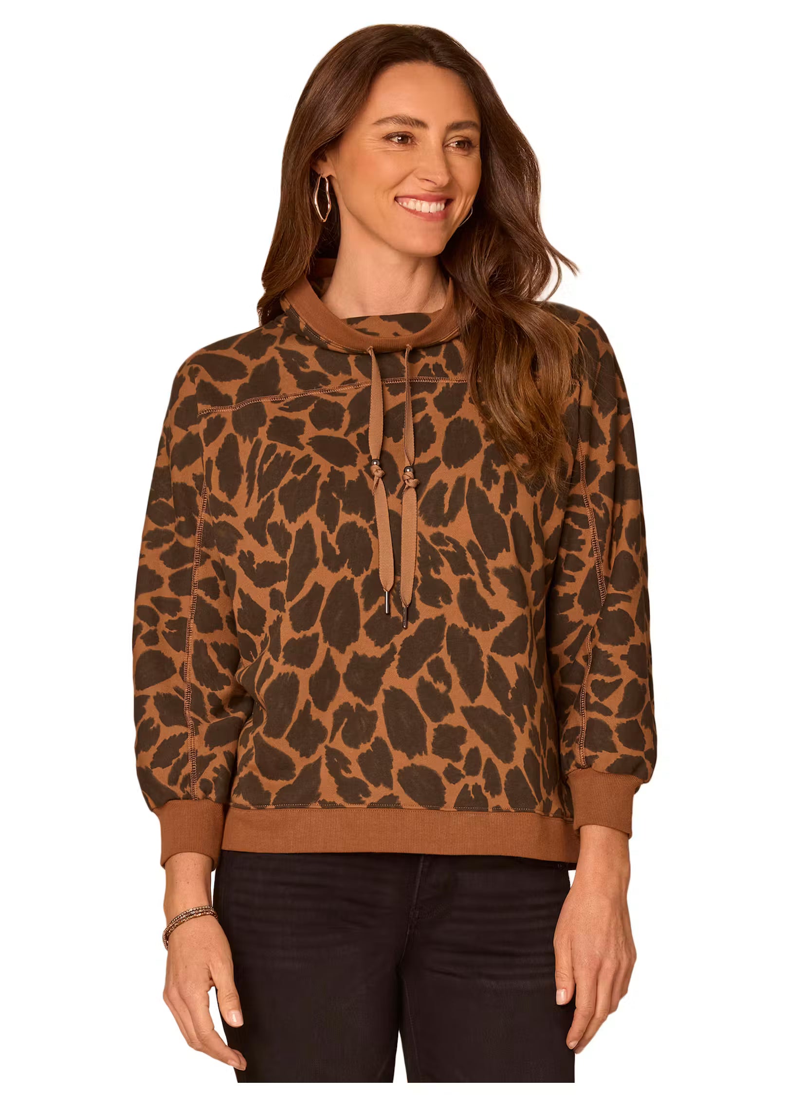 Animal Print 3/4 Sleeve Sweatshirt