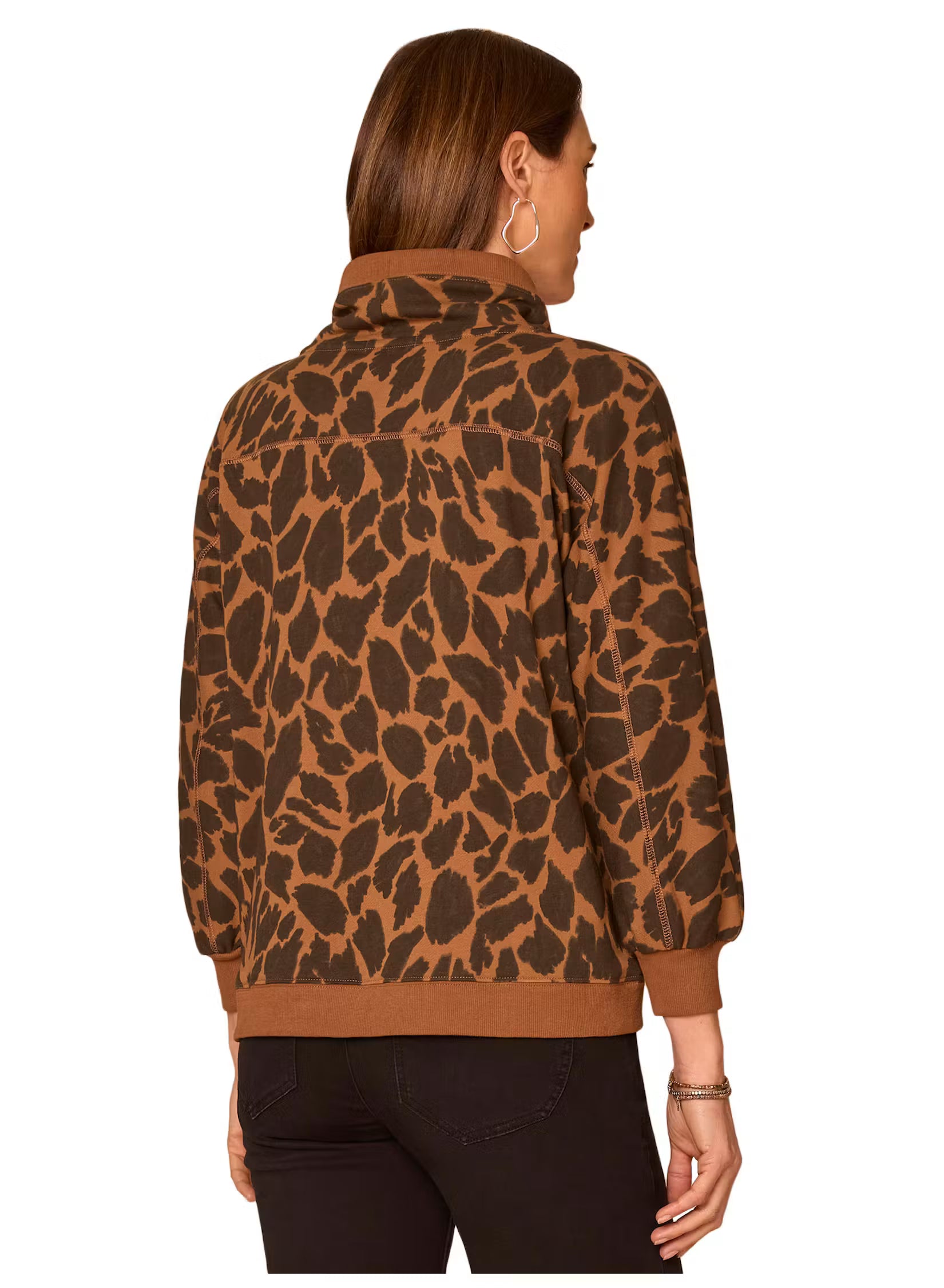 Animal Print 3/4 Sleeve Sweatshirt