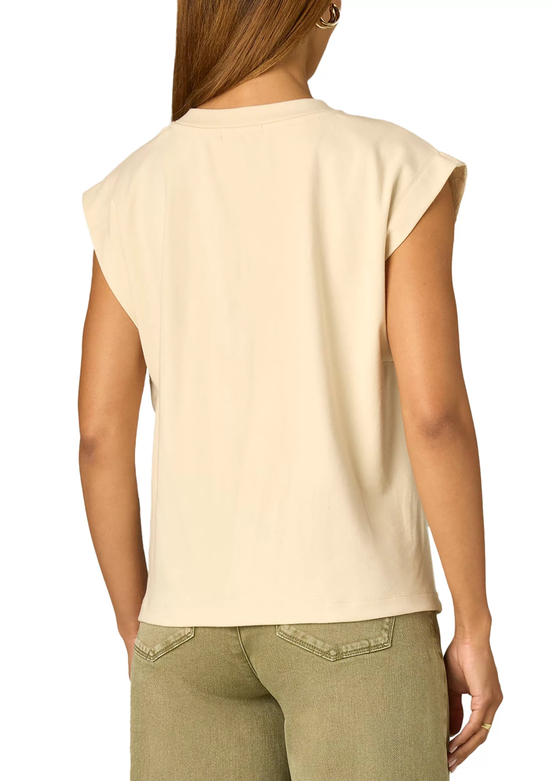 Mixed Media Top with Extended Cap Sleeve