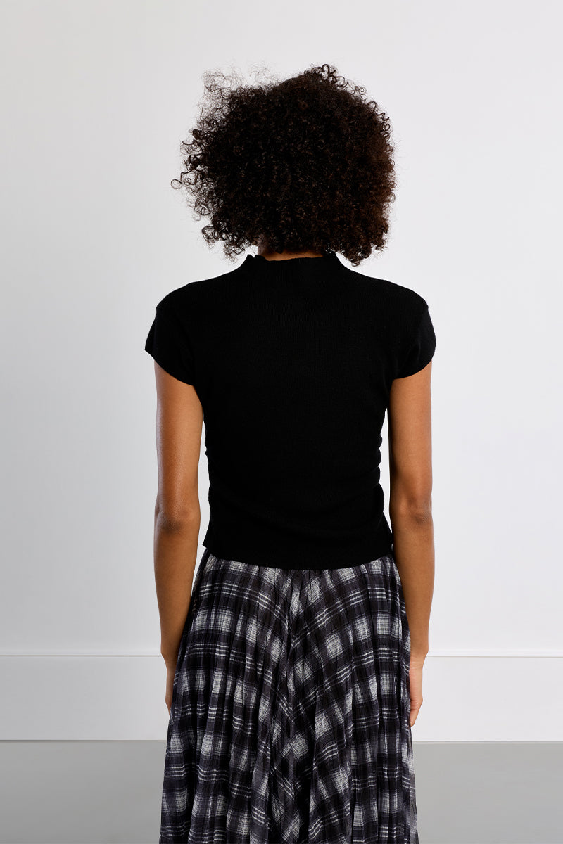 Capped Short Sleeve Mock Neck Sweater Top