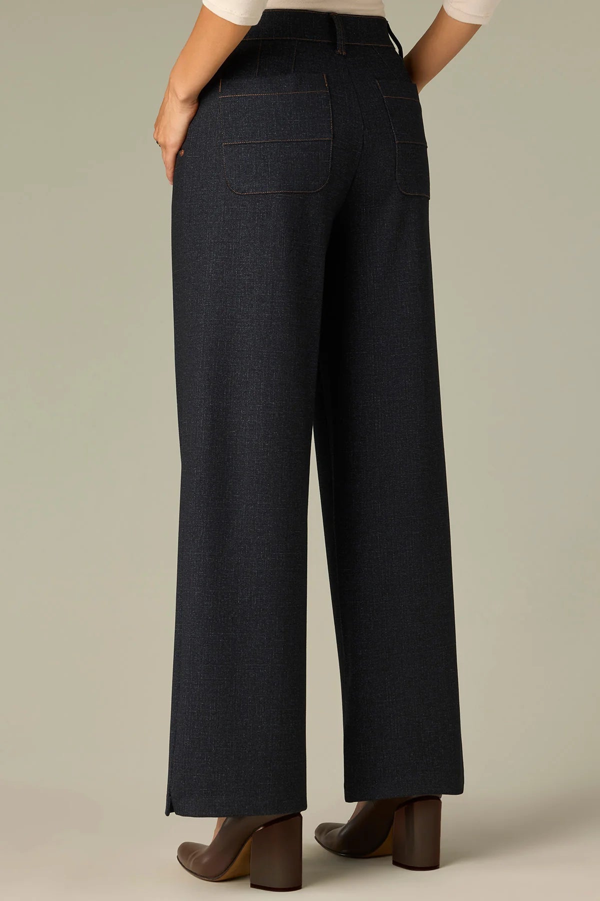 Whitney Skyrise Wide Leg Knit Pant with Slit Hem