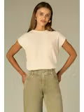 Mixed Media Top with Extended Cap Sleeve