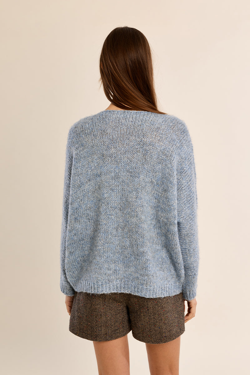 Fuzzy Oversized V Neck Sweater