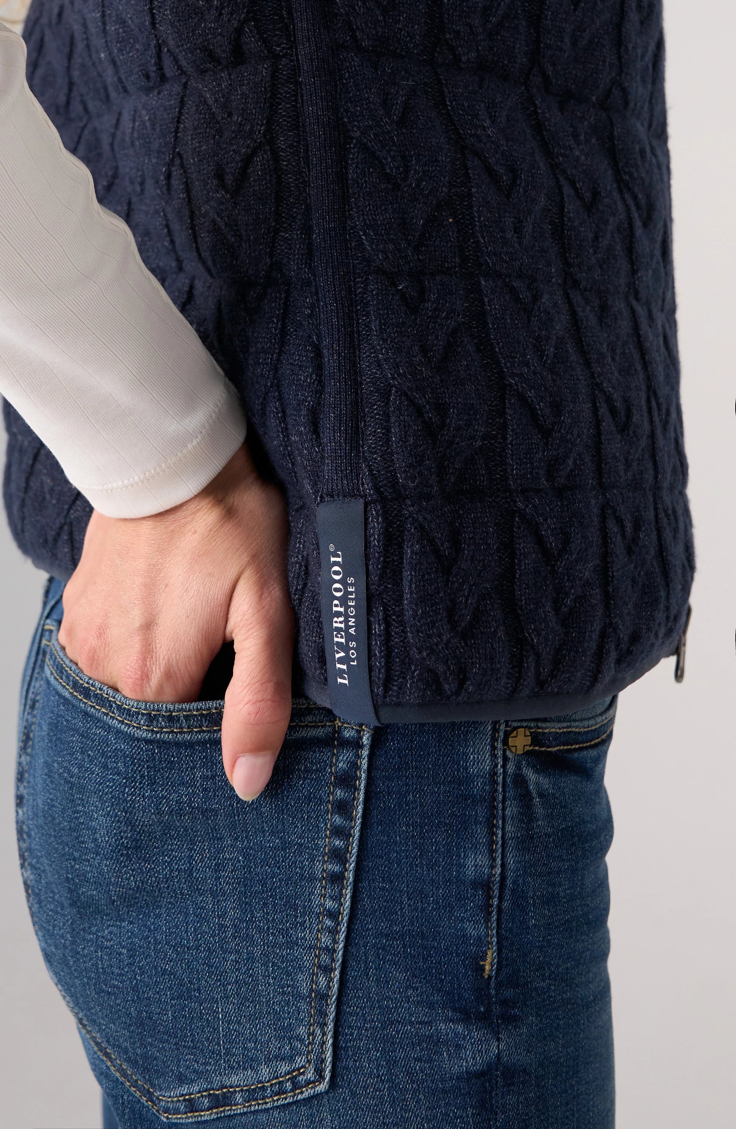 Liverpool Reversible ZIp Front Quilted Sweater Vest