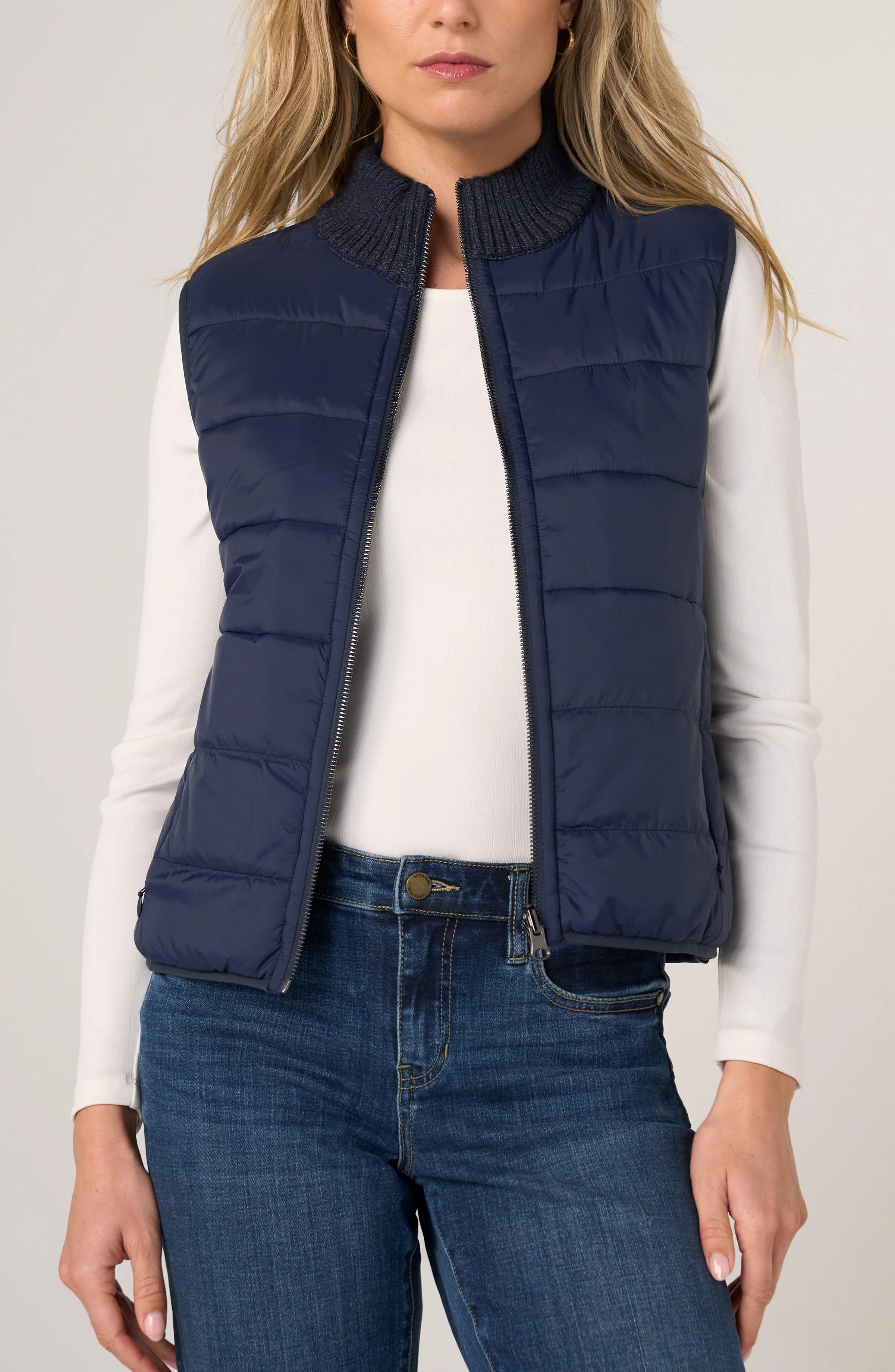 Liverpool Reversible ZIp Front Quilted Sweater Vest