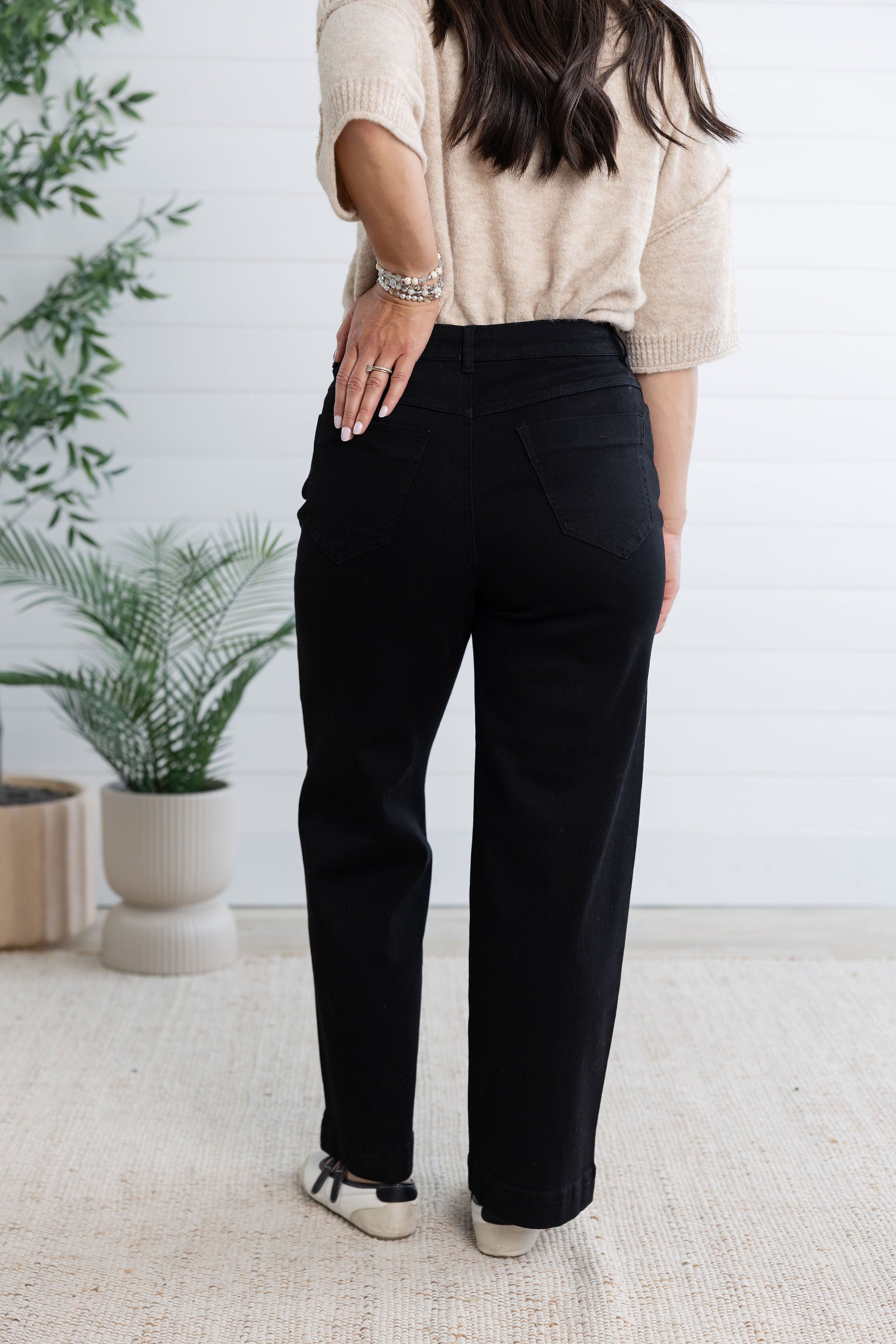 MB Audrey Button Fly Wide Leg Crop Jean