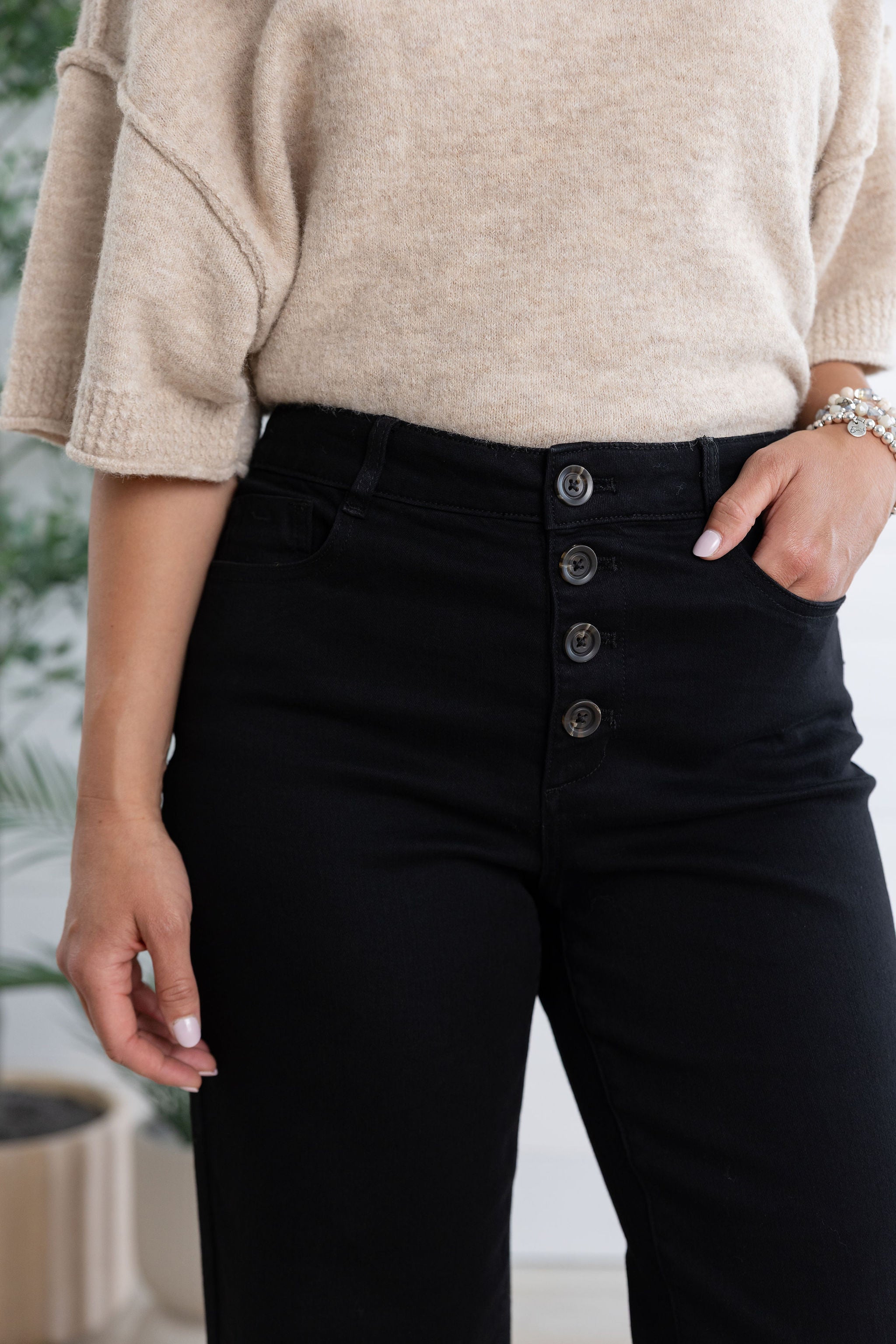 MB Audrey Button Fly Wide Leg Crop Jean