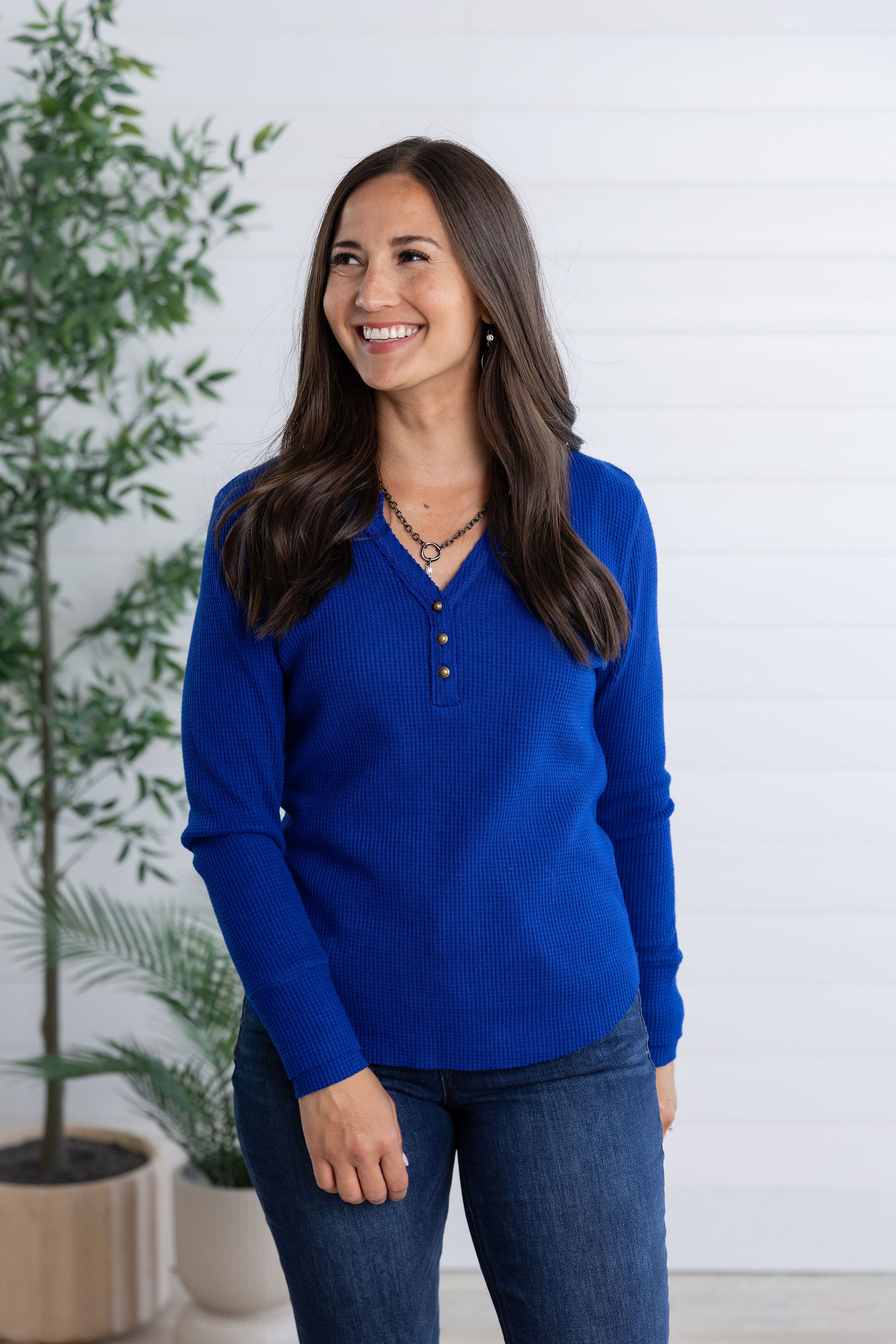 MB Long Sleeve V Notch Henley Top