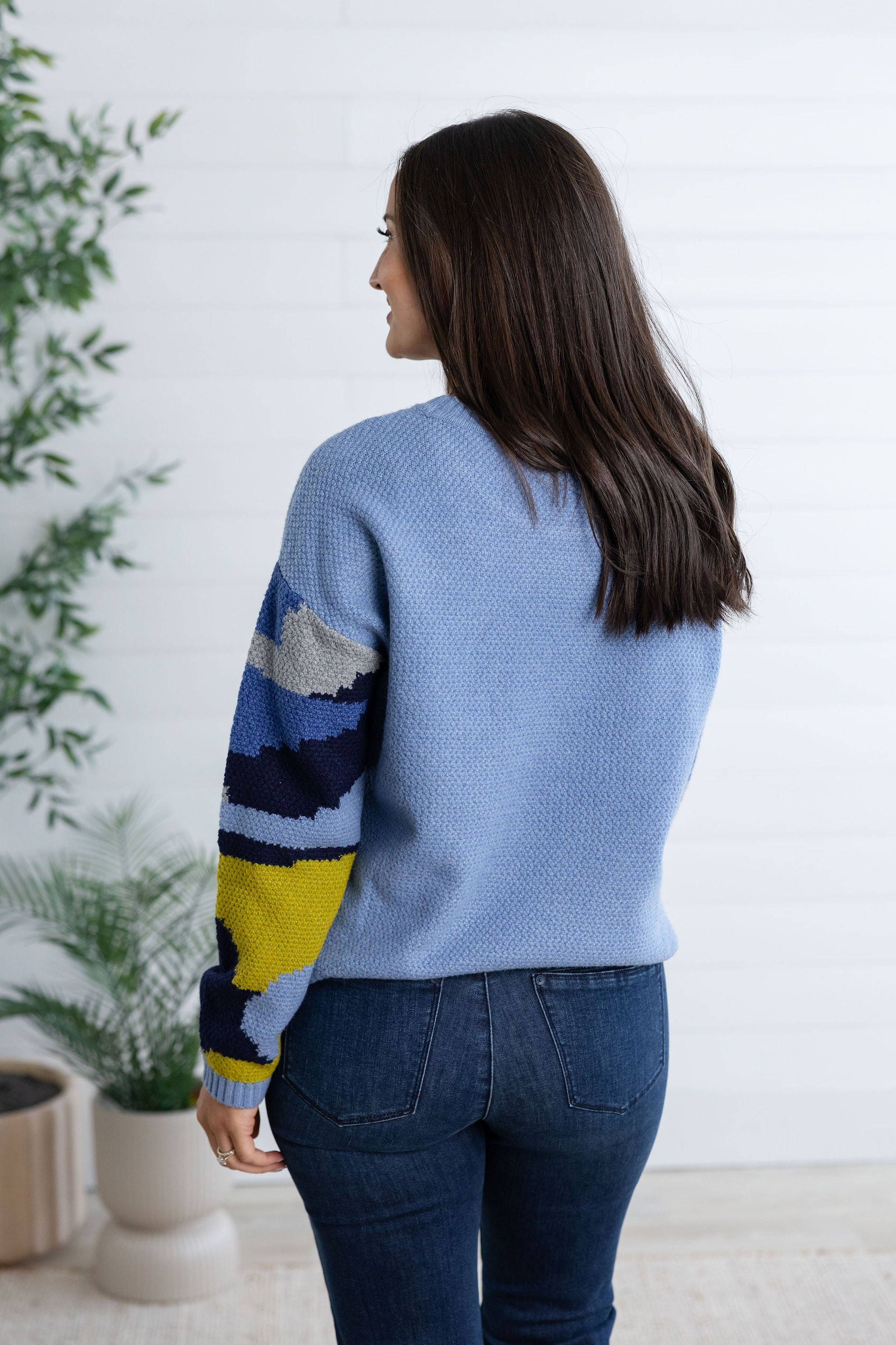 MB Crew Neck Abstract Print Sweater