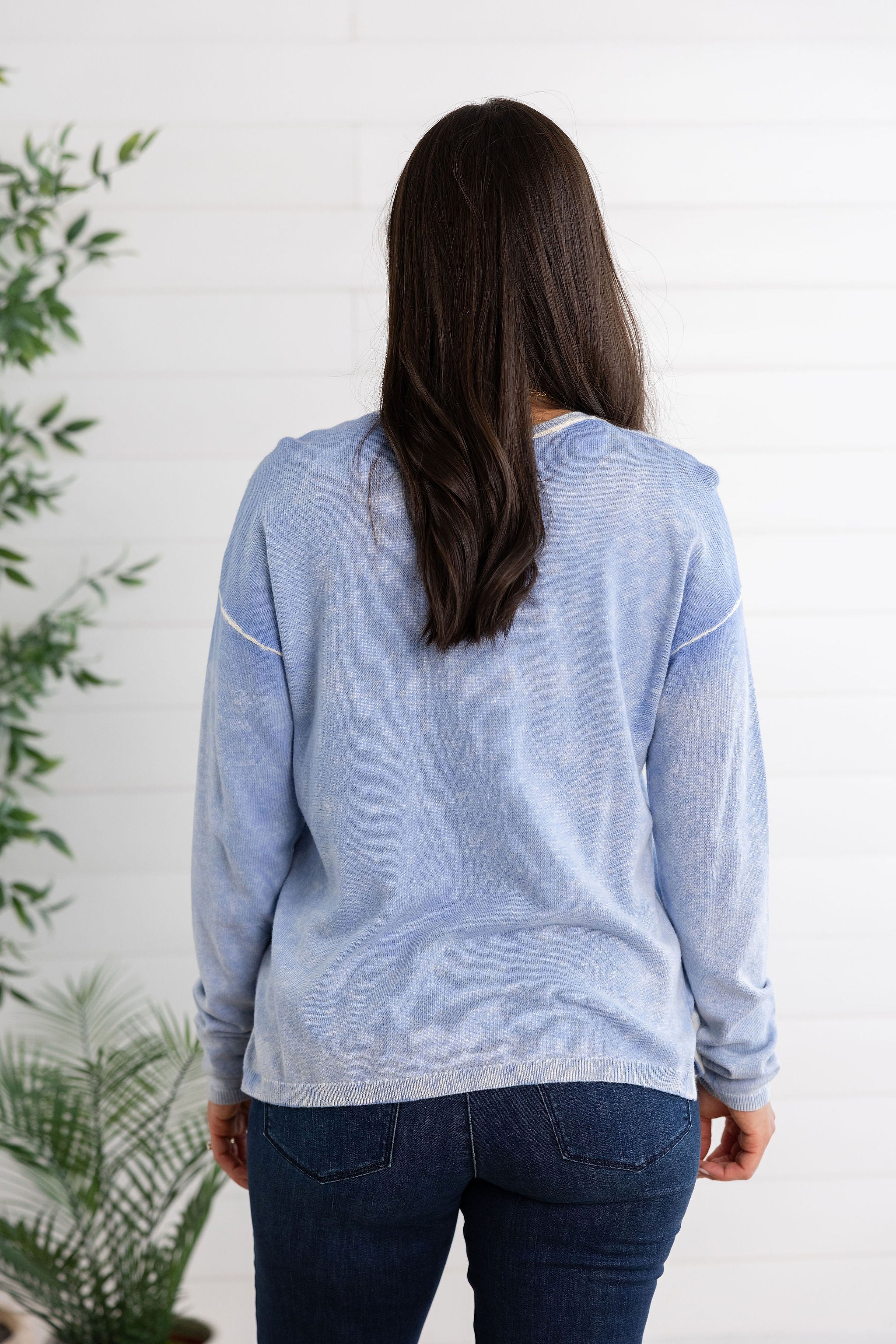 Washed V Neck Sweater
