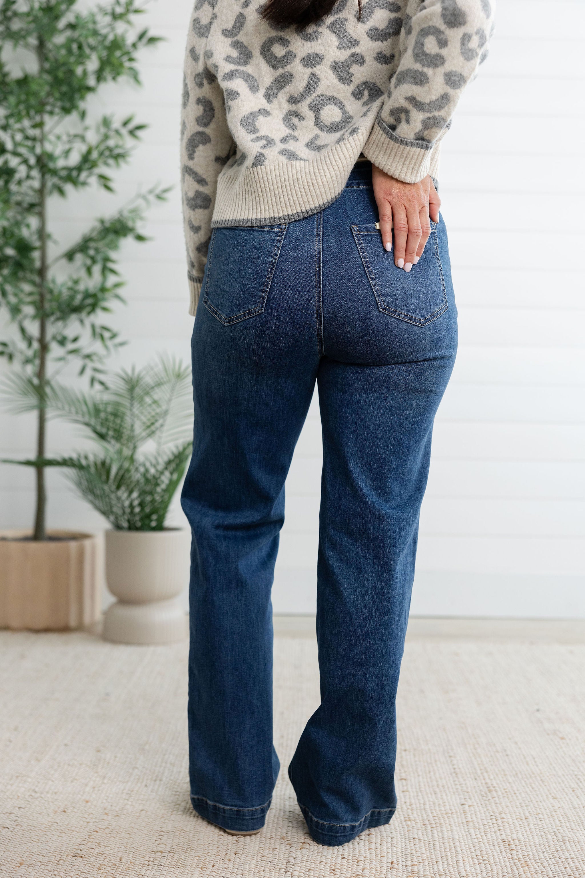 Straight Leg Jean with Seaming and Hidden Pocket Detail