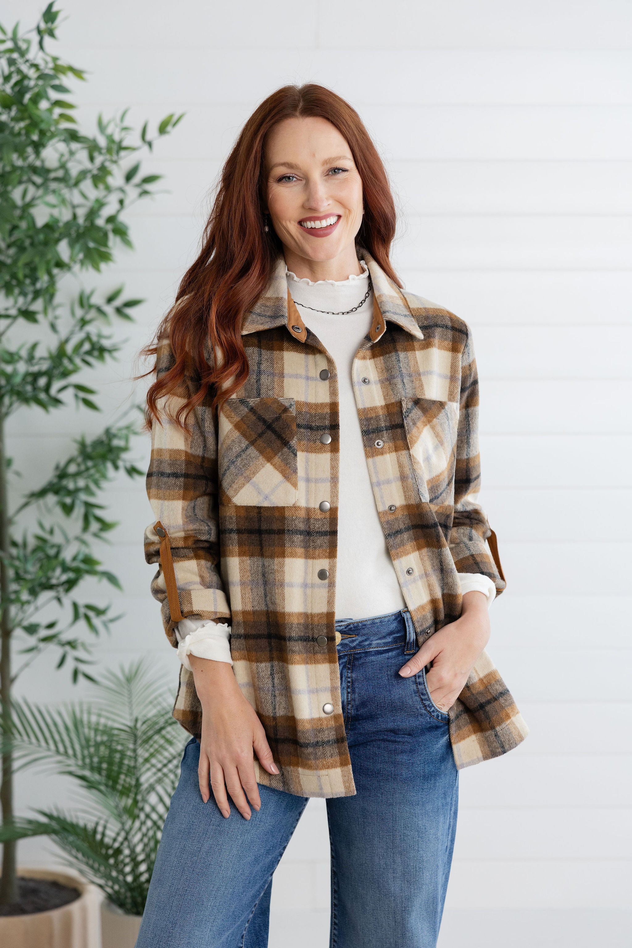 Brushed Plaid Cozy Jacket